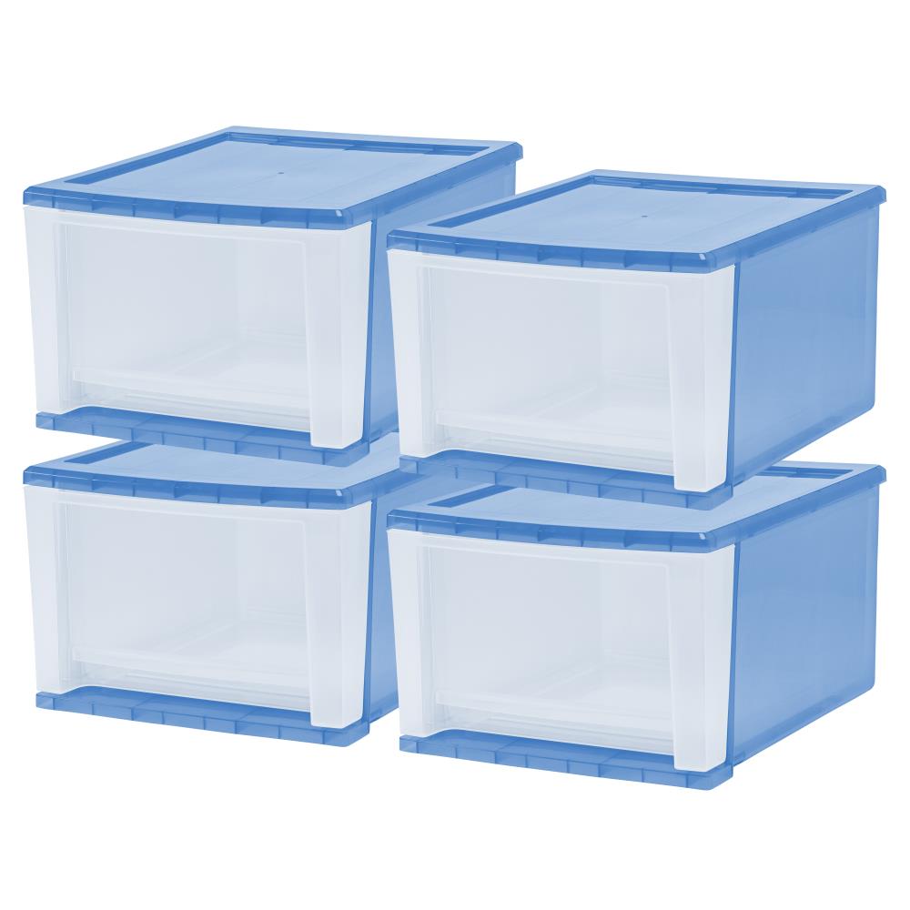 IRIS 4-Pack Gray Stackable Plastic Storage Drawer 8.13-in H x 11.88-in W x  14.06-in D in the Storage Drawers department at