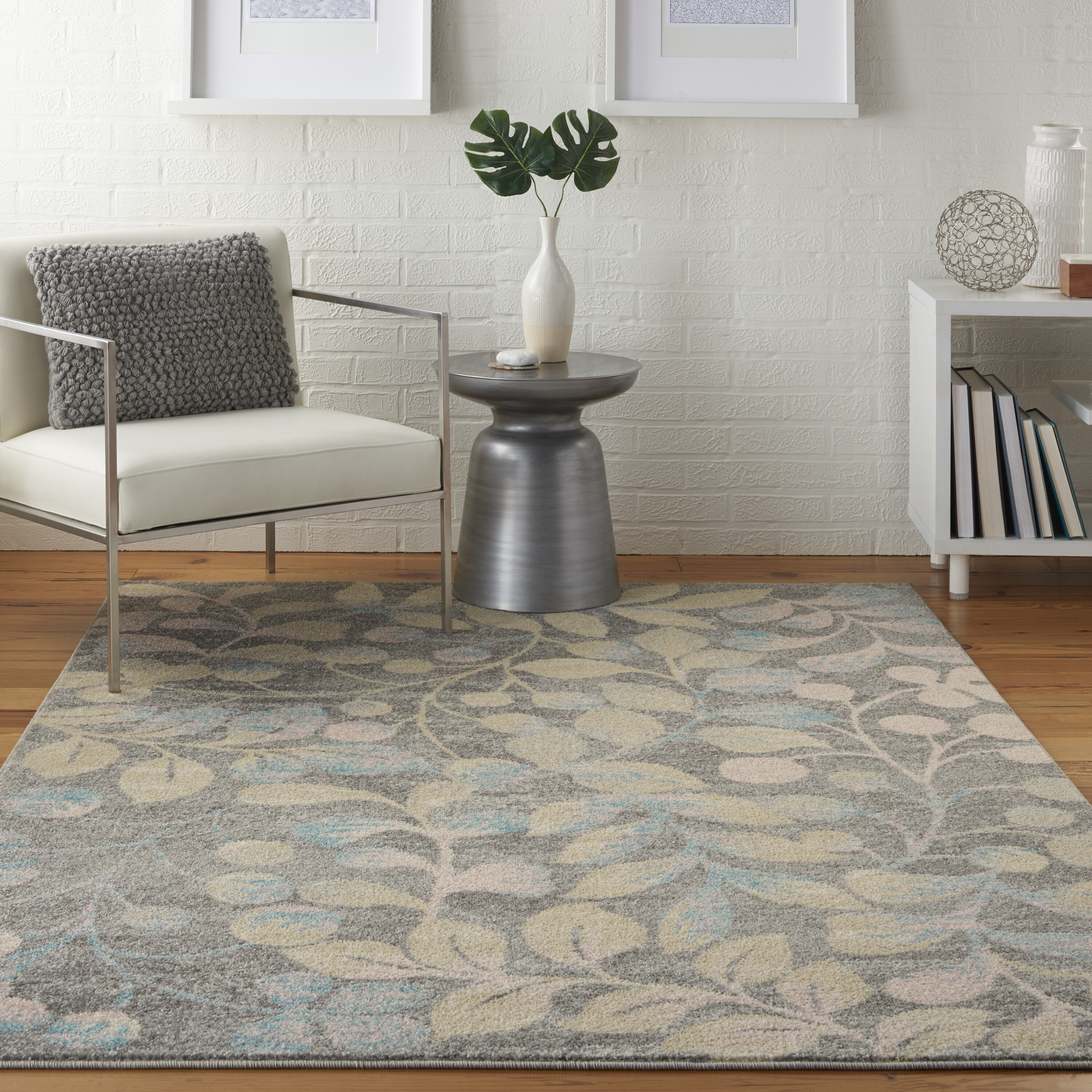 Nourison 99446484109 Tranquil 4 x 6 Grey/Beige Indoor Abstract Farmhouse/Cottage Area Rug