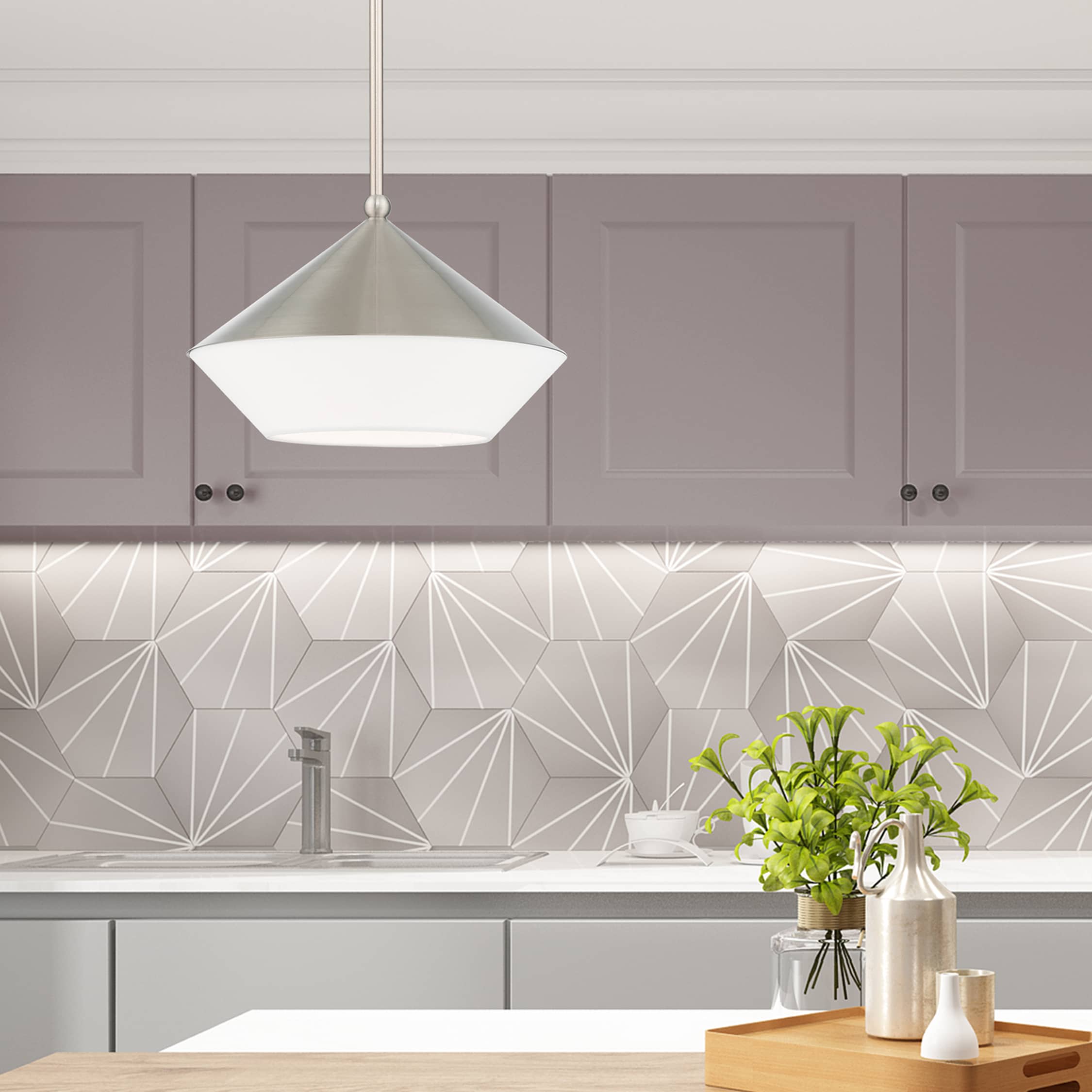 Stockholm Brushed Nickel Mini Pendant with Glass Shade