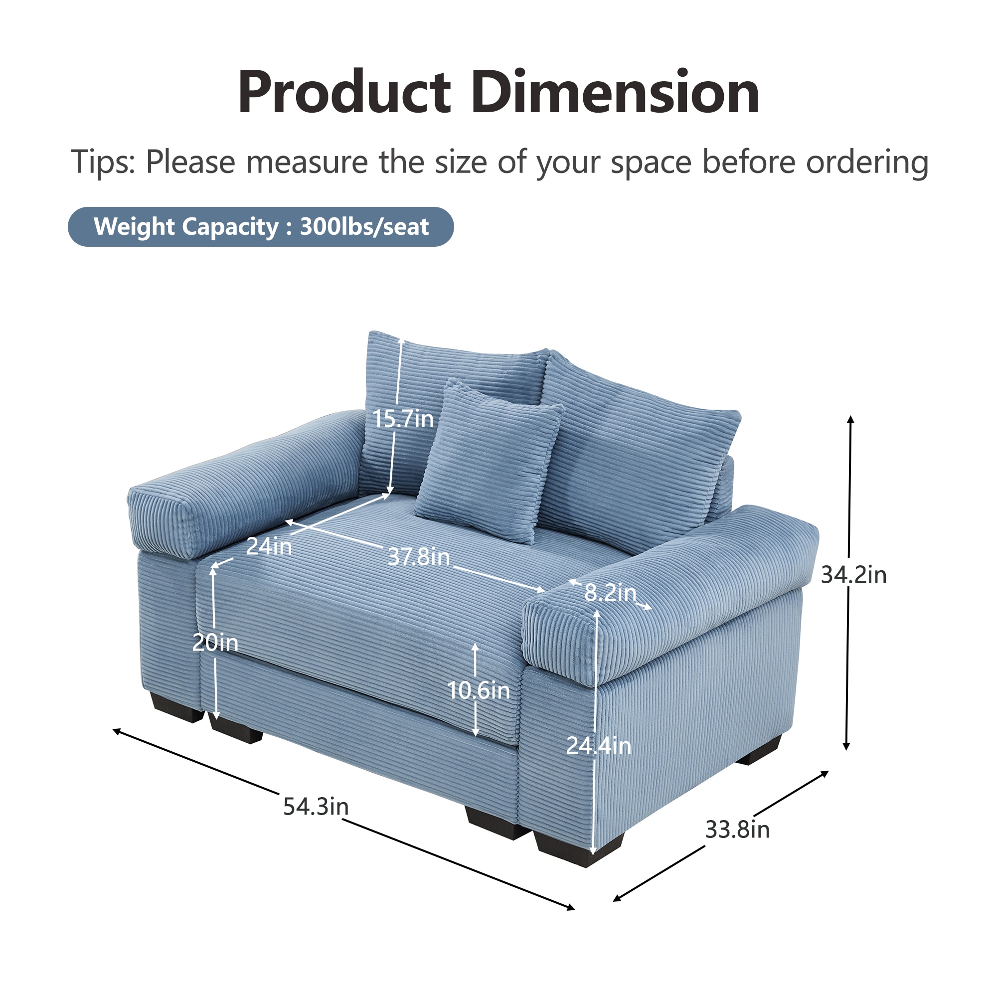 Homy Casa W714-AA-BL Sofas-Loveseats - View #3