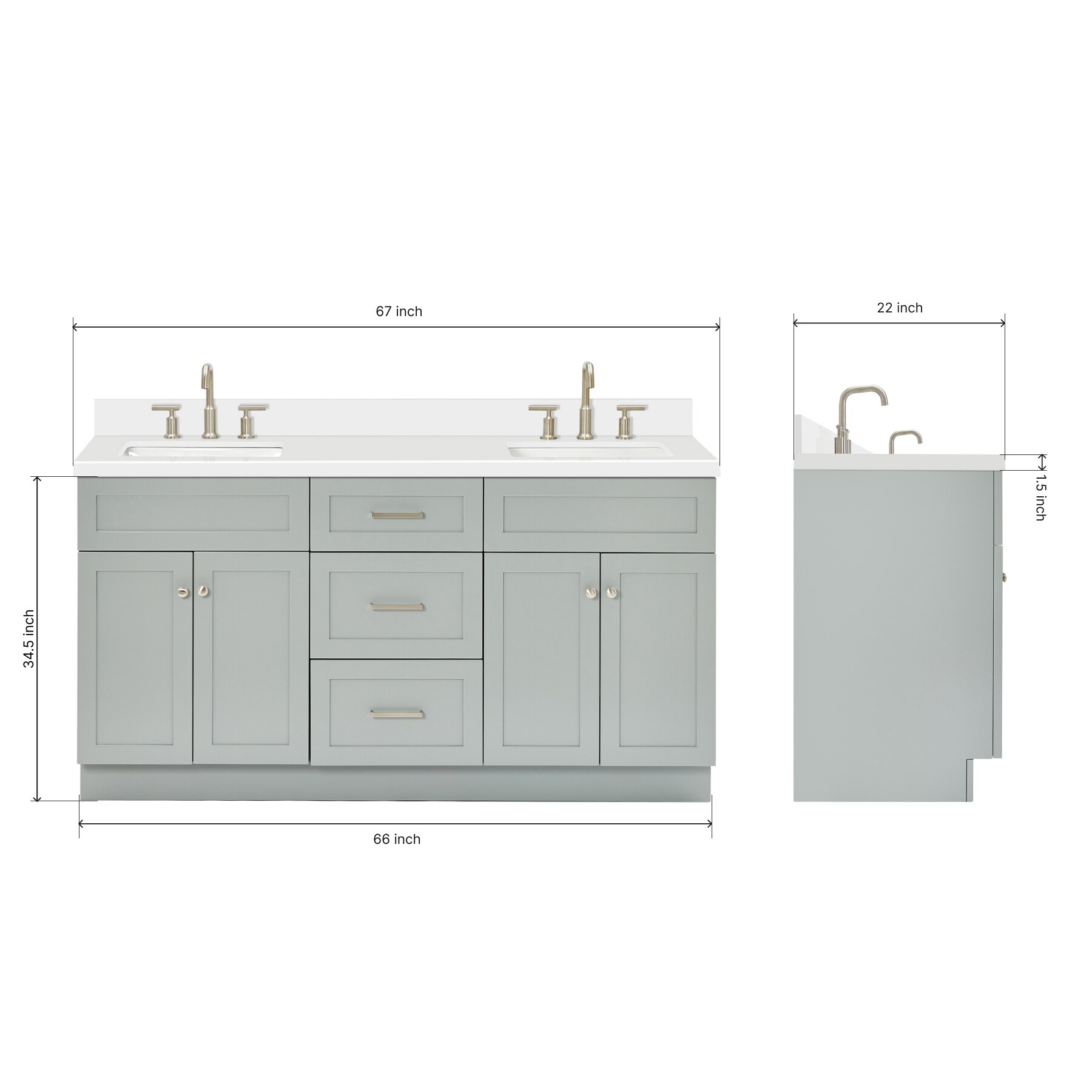 ARIEL F067DWQRVOGRY Bath-Vanity-Combo - View #7