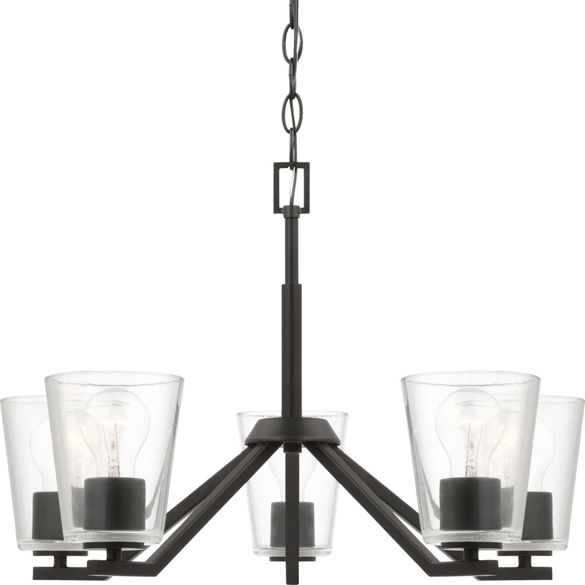 Progress Lighting Vertex Collection 5-Light Matte Black Etched White Contemporary Chandelier