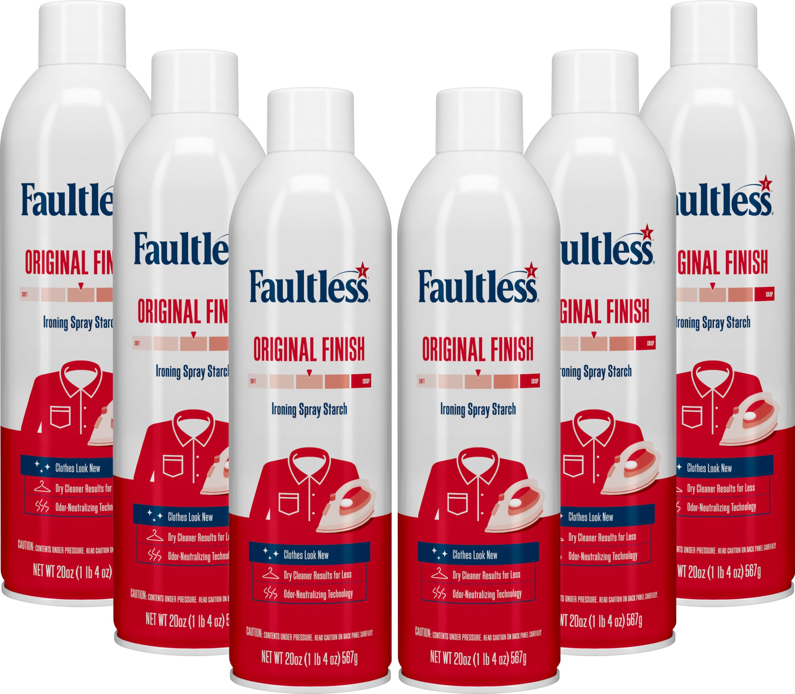 Faultless Original Hold Ironing Spray Starch 20 oz Pack of 6 Even Spray ...