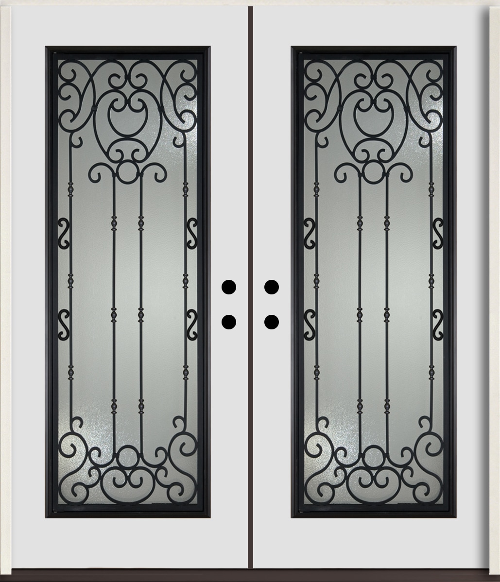 RELIABILT LO963931 Belle Meade 72-in x 80-in x Fiberglass Full lite Right-hand inswing Arctic White Paint Painted Prehung Double Front Door Insulating core