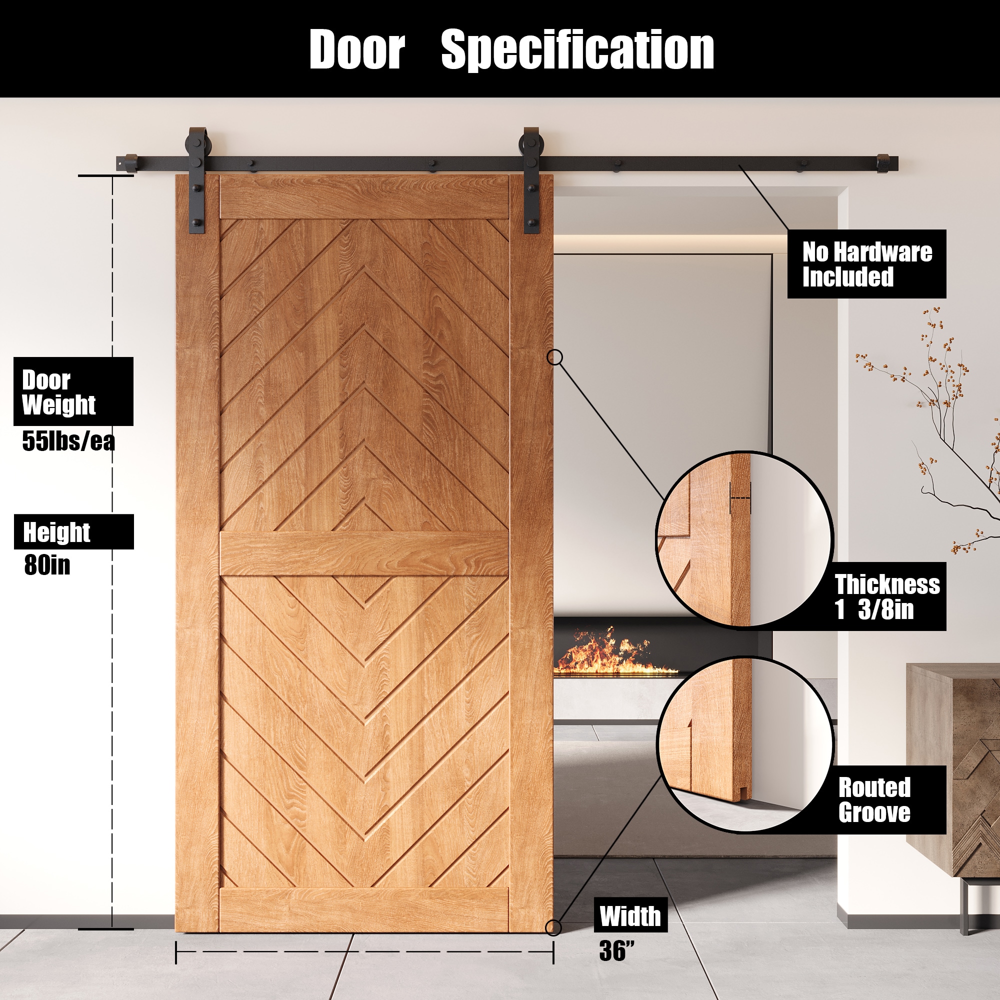 HOMACER JT2-3680-EA Barn-Doors - View #2