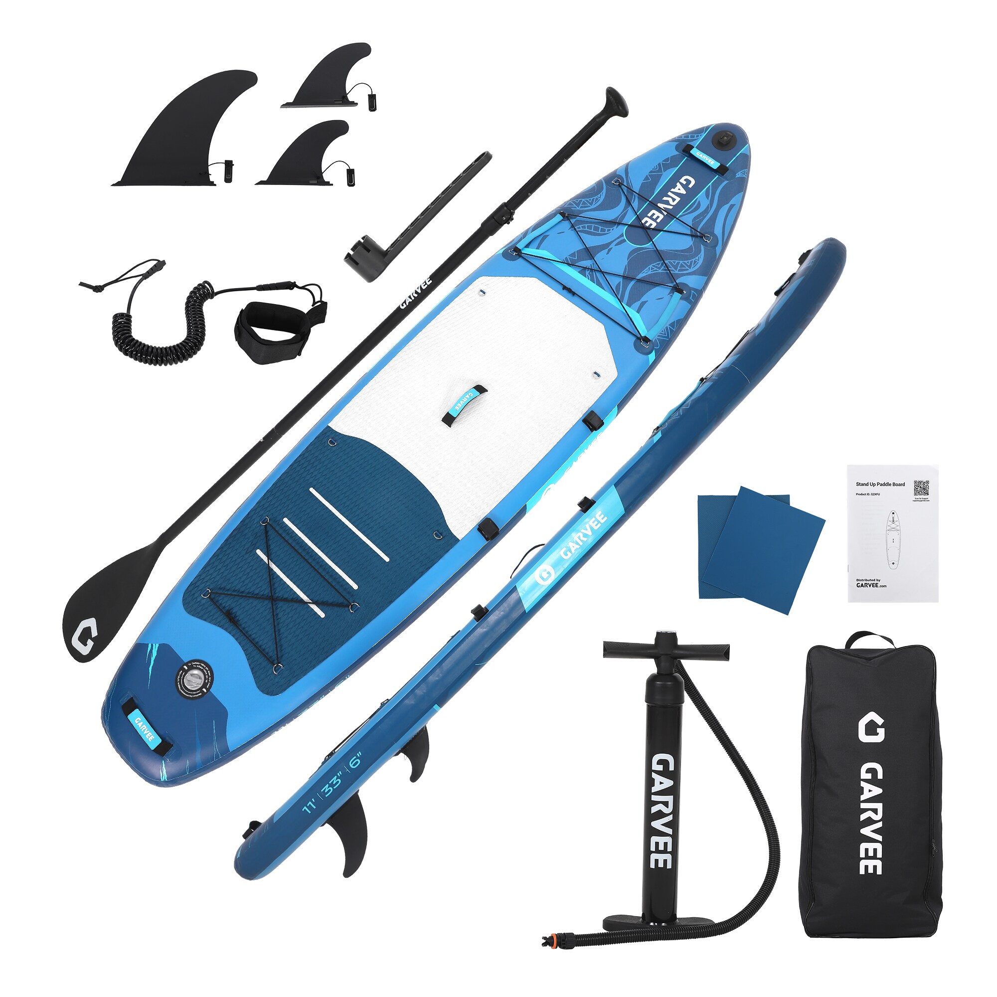 Garvee Inflatable Stand Up Paddle Board with Premium SUP Accessories Wide Stable Design Anti Slip EVA Deck Built in Camera Mount 11FT Inflatable Paddle Boards for Adults Youth #RGJMQBQYSECUAOK089TO