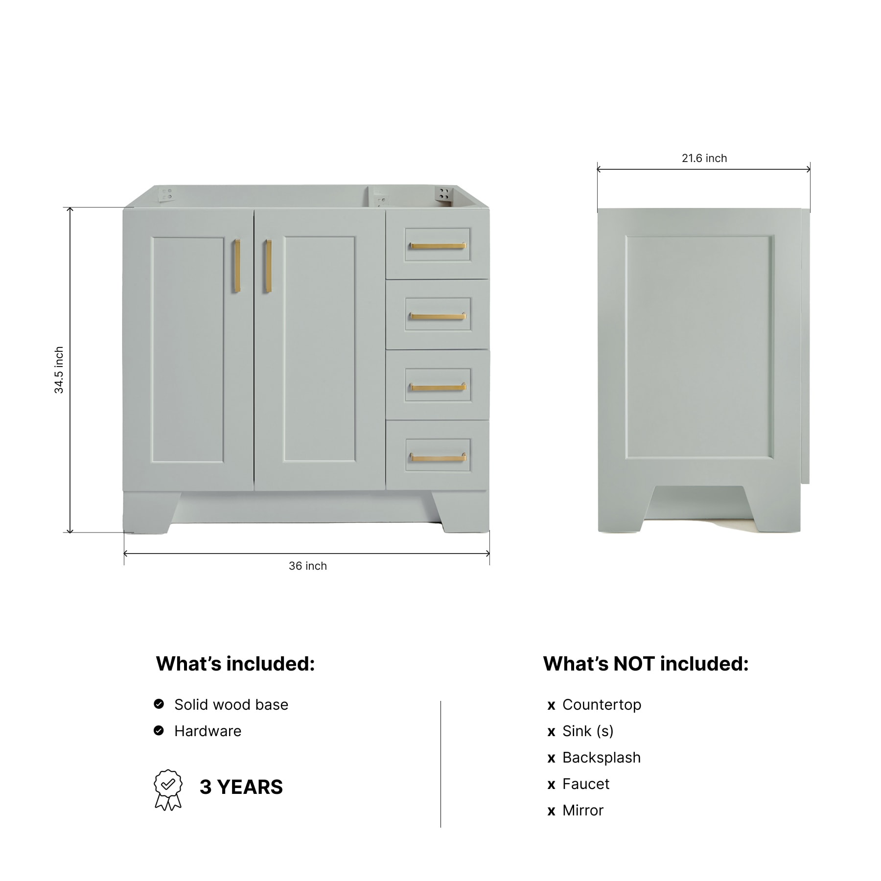 ARIEL Q036S-L-BC-GRY vanities - View #3