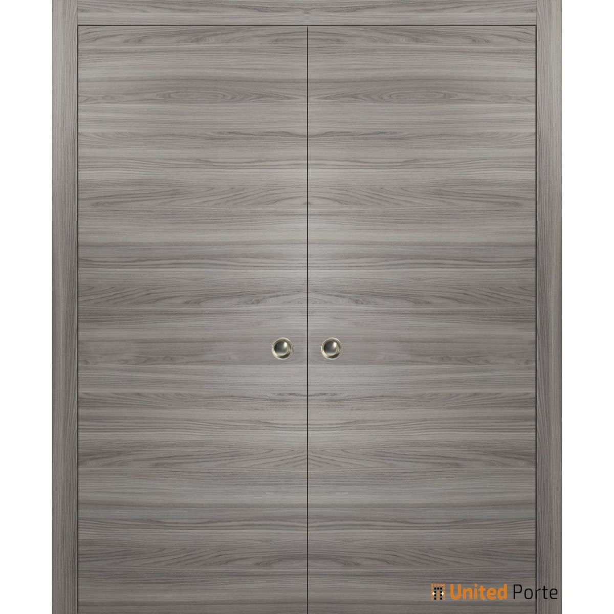 SARTODOORS Sliding Double Pocket Door with Frames - Planum 0010 Ginger Ash - Kit Trims Rail Hardware - Solid Wood Interior Bedroom Bathroom Closet Sturdy Doors -36 x 84 (2x 18x84)