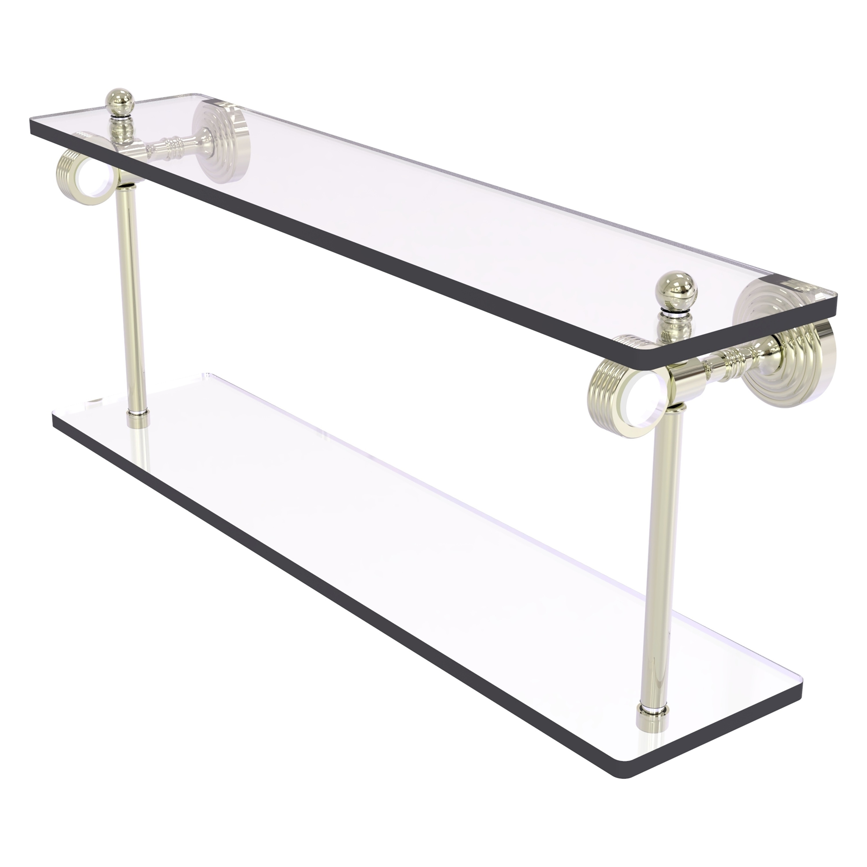 Allied Brass PG-2G-22-PNI Pacific Grove Polished Nickel 2 -Tier Wall mount Bathroom Shelf ( 22-in x 9.3-in x 5-in )