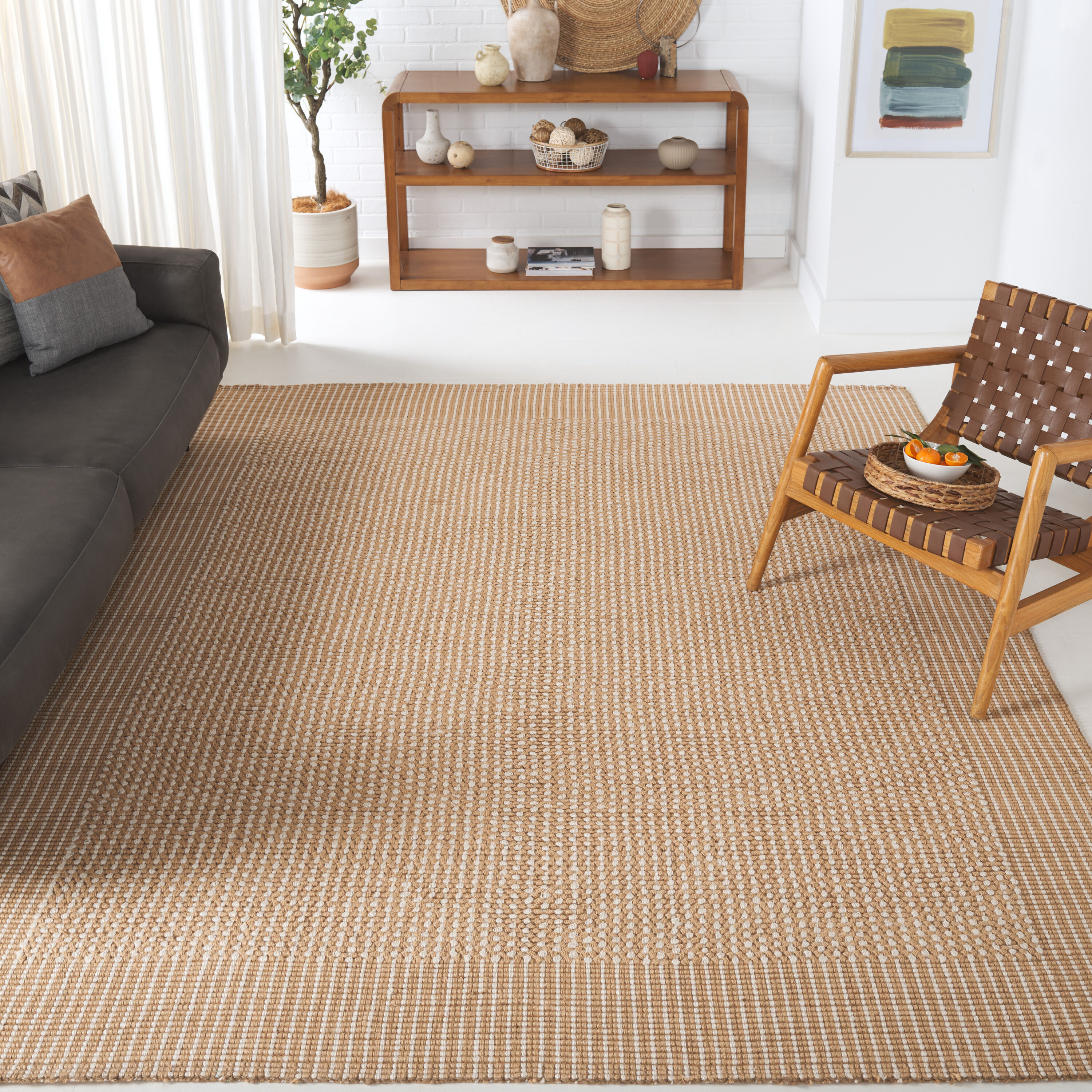  Saint Lucia Ivory/Beige Contemporary 9ft x 12ft Large Rectangle Rug
