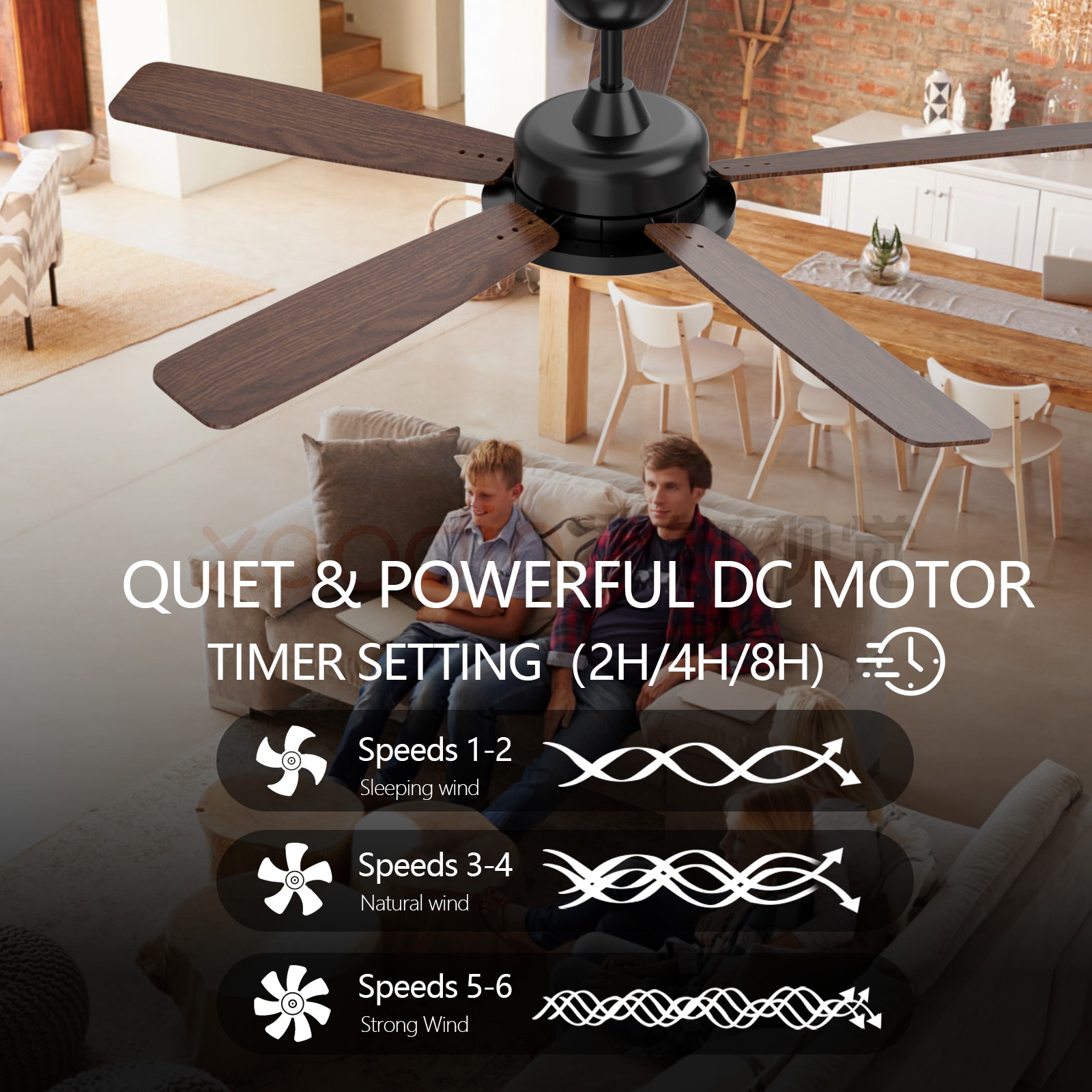 TALOYA RV52-BK-5D-T5 Ceiling-Fans - View #5