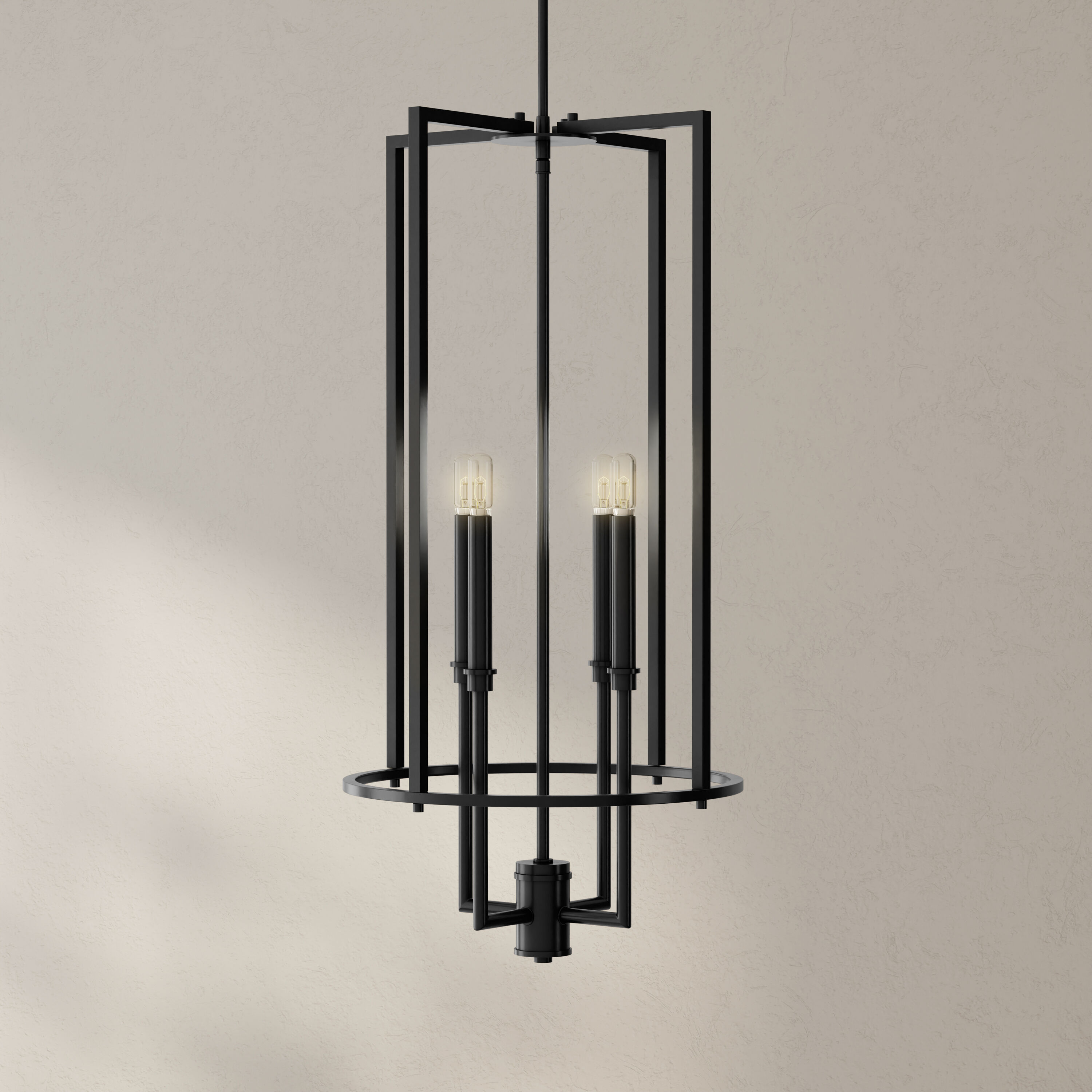 Progress Lighting P500363-31M Elara 4-Light Matte Black Transitional Dry Rated Chandelier