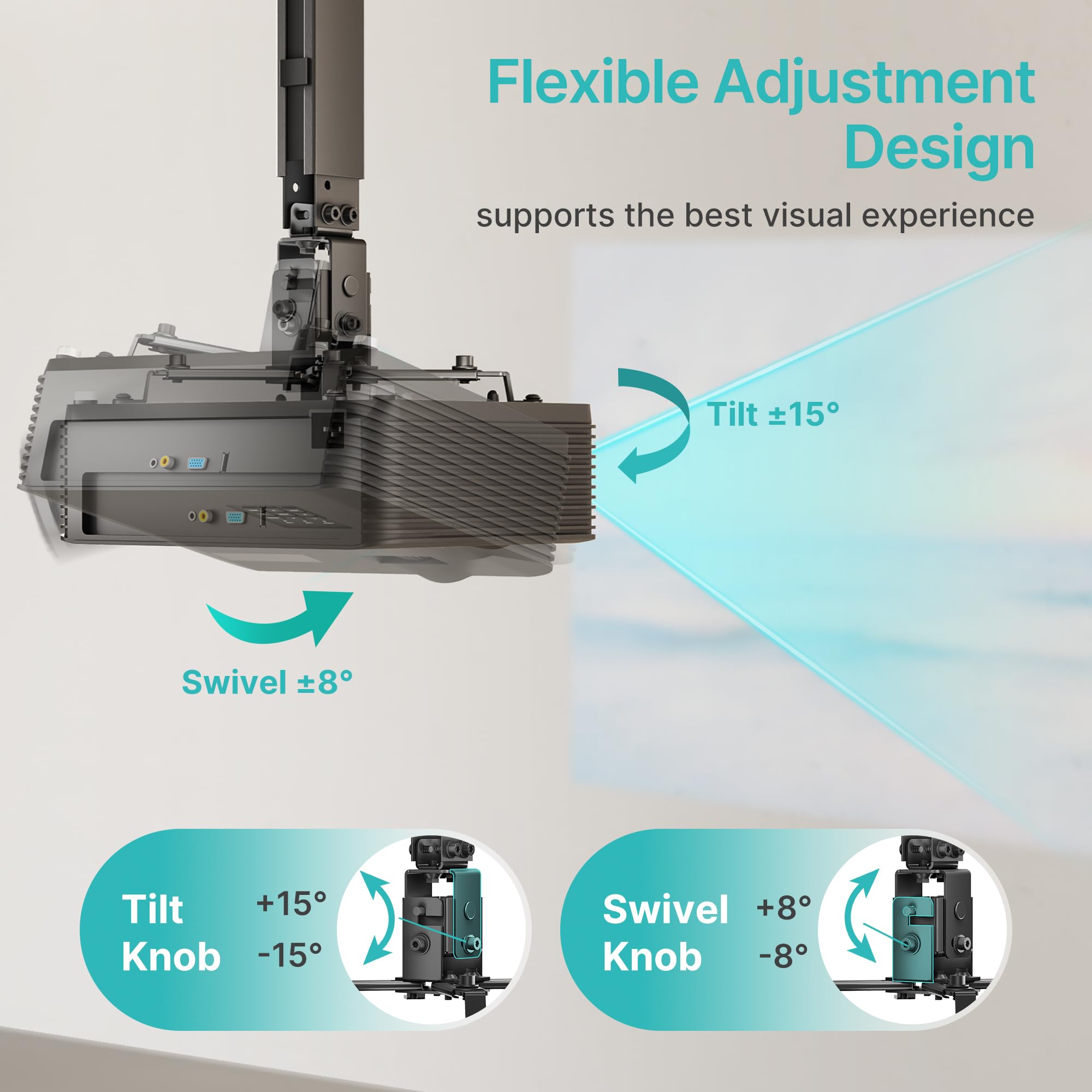 KHKFY Projector Ceiling Mount with Extension Pole Wall Ceiling ...