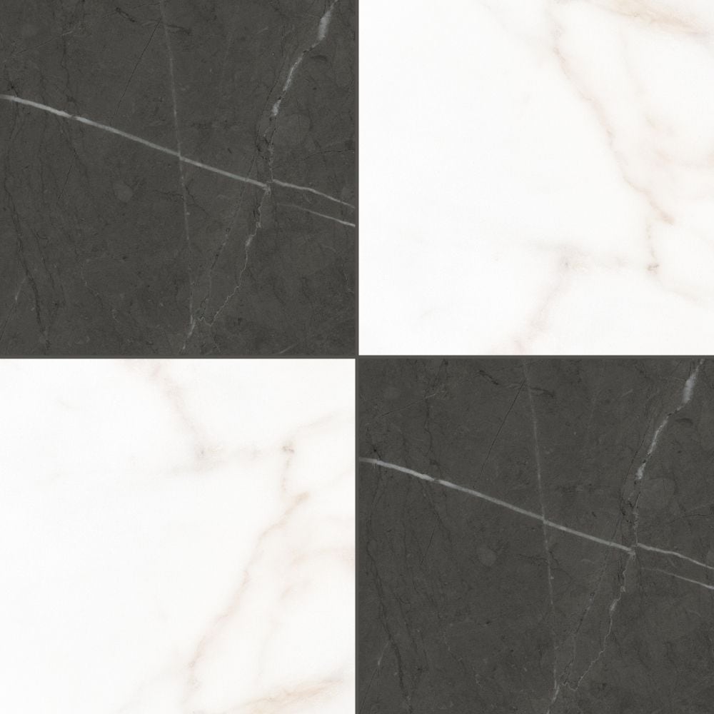 The Tile Life Sample - Gambit Checkerboard Marquina Diamond 8-in x 8-in ...