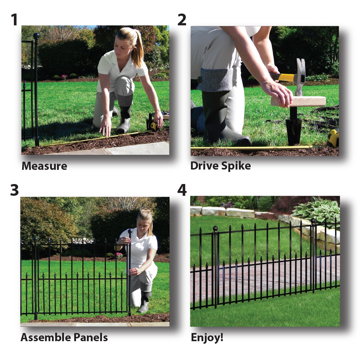 YARDLINK Empire 2-ft H x 3-ft W Powder-coated Steel Pressed-point  Decorative Fence Panel in the Metal Fencing department at
