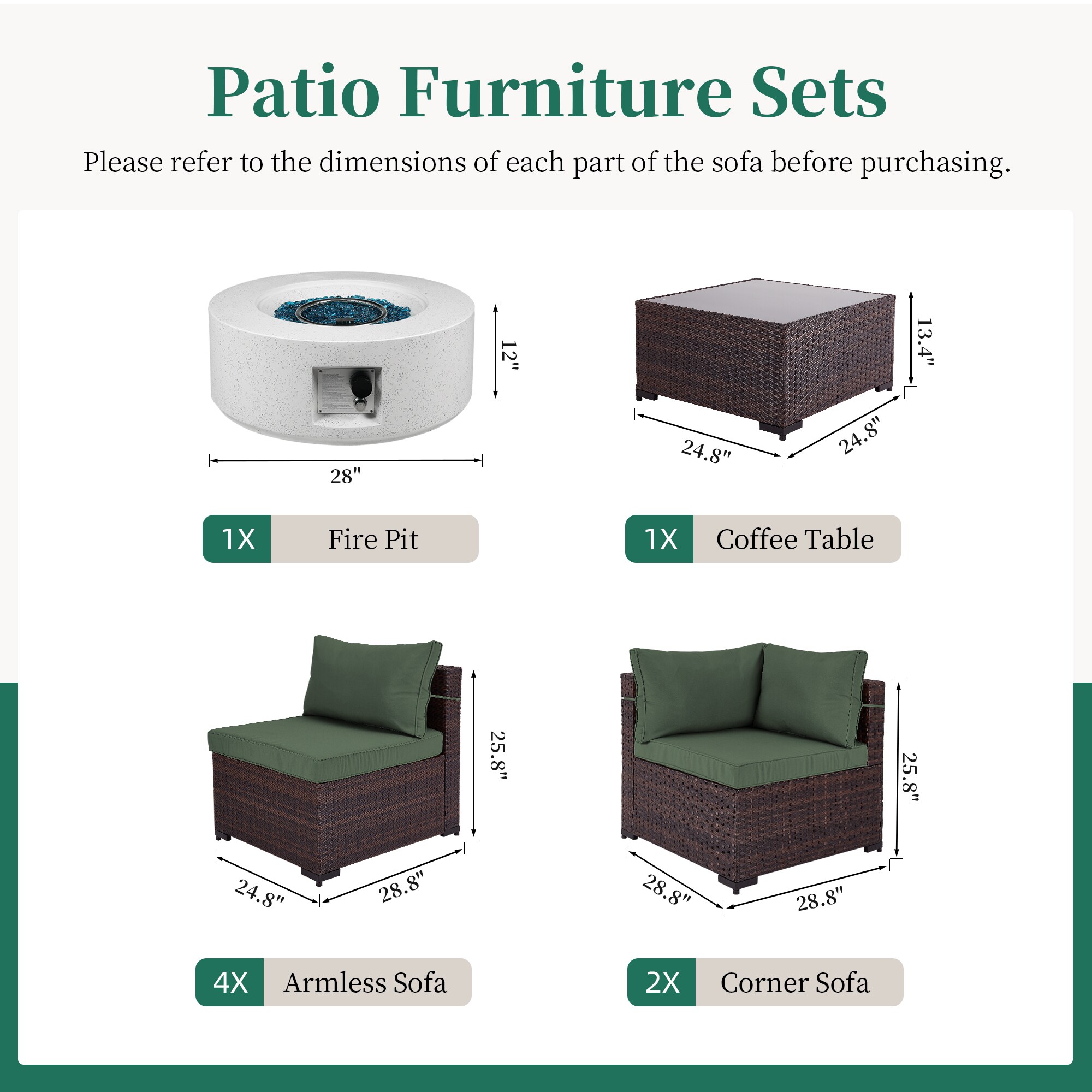 UPHA TBSF-ABC28SYMB-GREEN Patio-Conversation-Sets - View #3