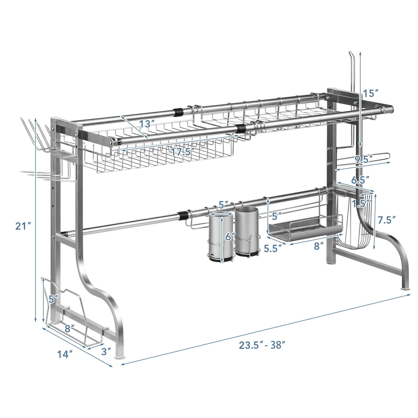 GZMR 14-in W x 23.5-in L x 21-in H Stainless Steel Decanter Drying Rack in  the Dish Racks & Trays department at