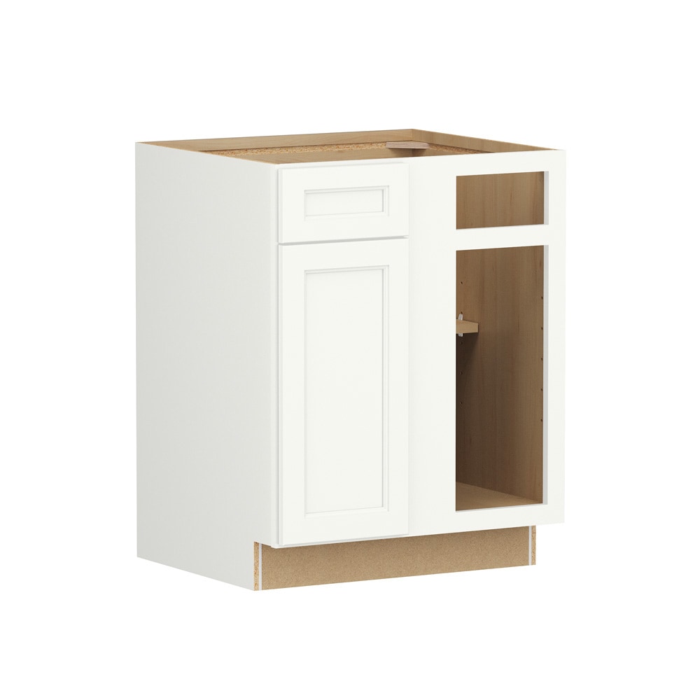 Shenandoah Glasson 36-in W x 34.5-in H x 24-in D Linen Blind Corner Base Fully Assembled Cabinet Recessed Panel Square