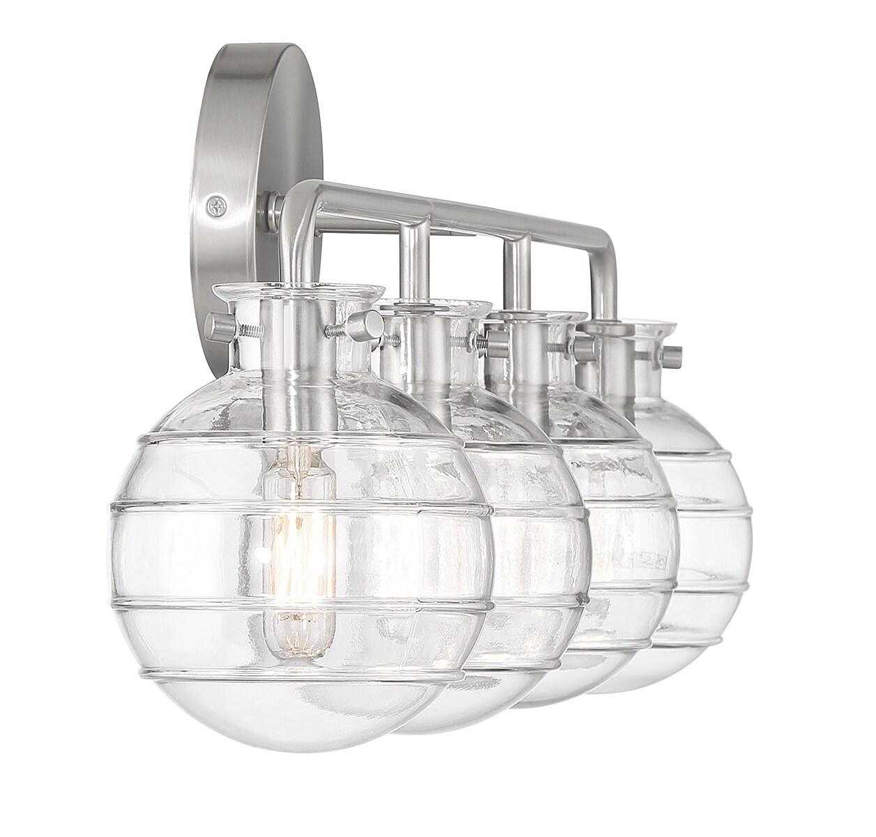 Satin Nickel 4-Light Vanity with Clear Swirl Glass Shades