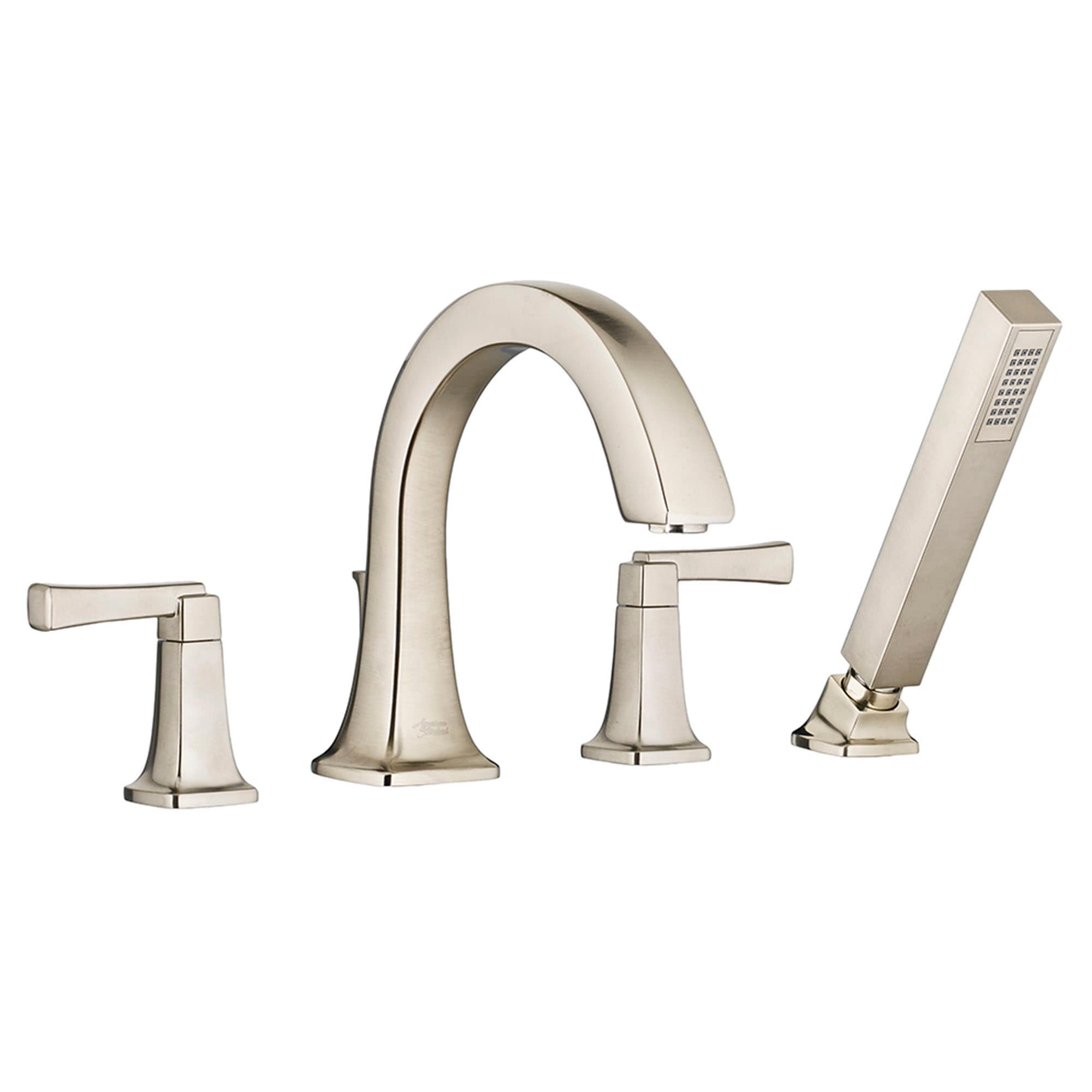 American Standard T353901.295 Townsend Brushed Nickel 2-handle Deck-mount Roman High-arc Bathtub Faucet with Hand Shower