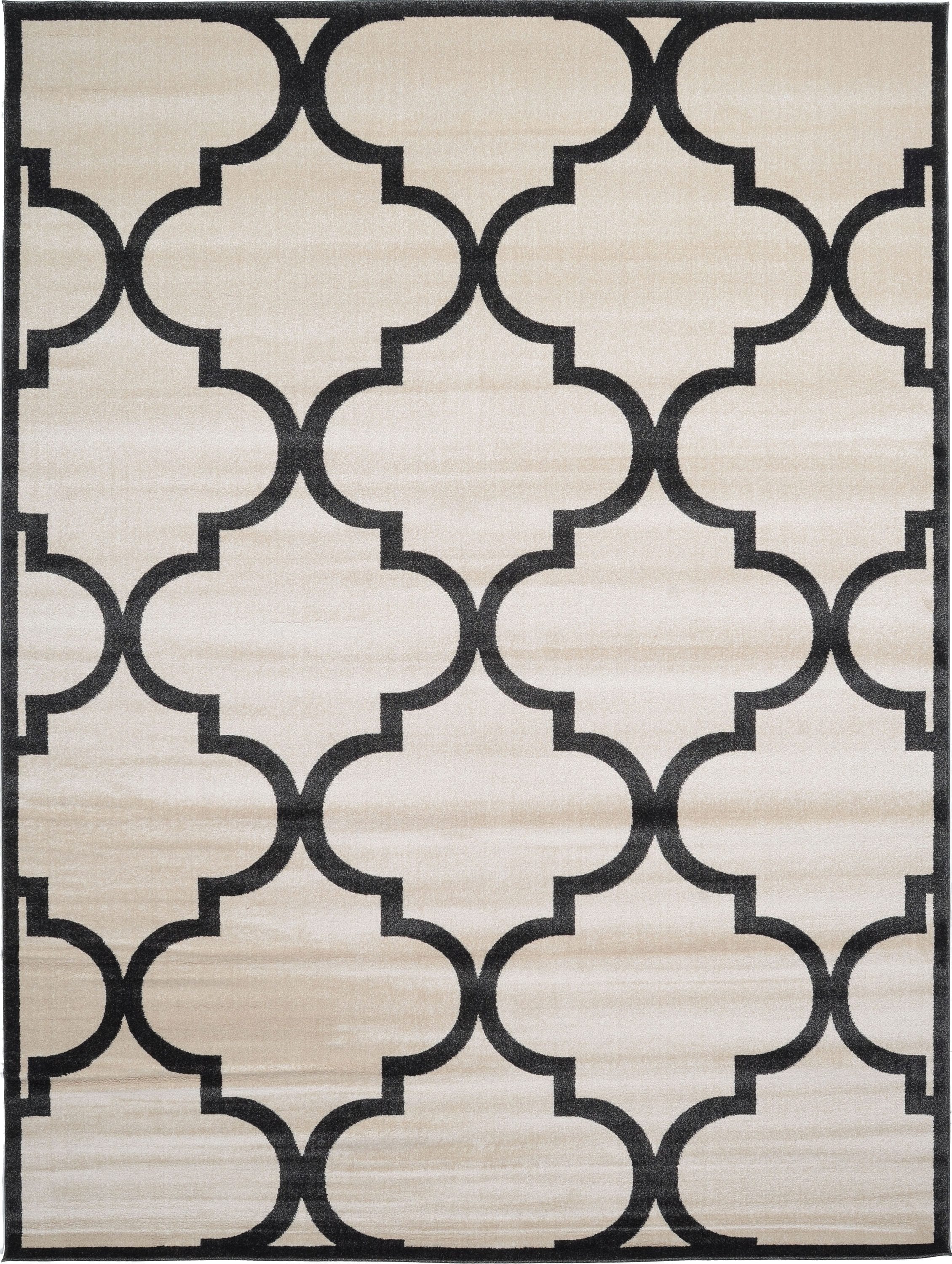 Unique Loom 3116028 Austin Trellis 9 x 12 (ft) Loomed Polypropylene Beige and Black Rectangular Indoor Geometric Industrial Area rug