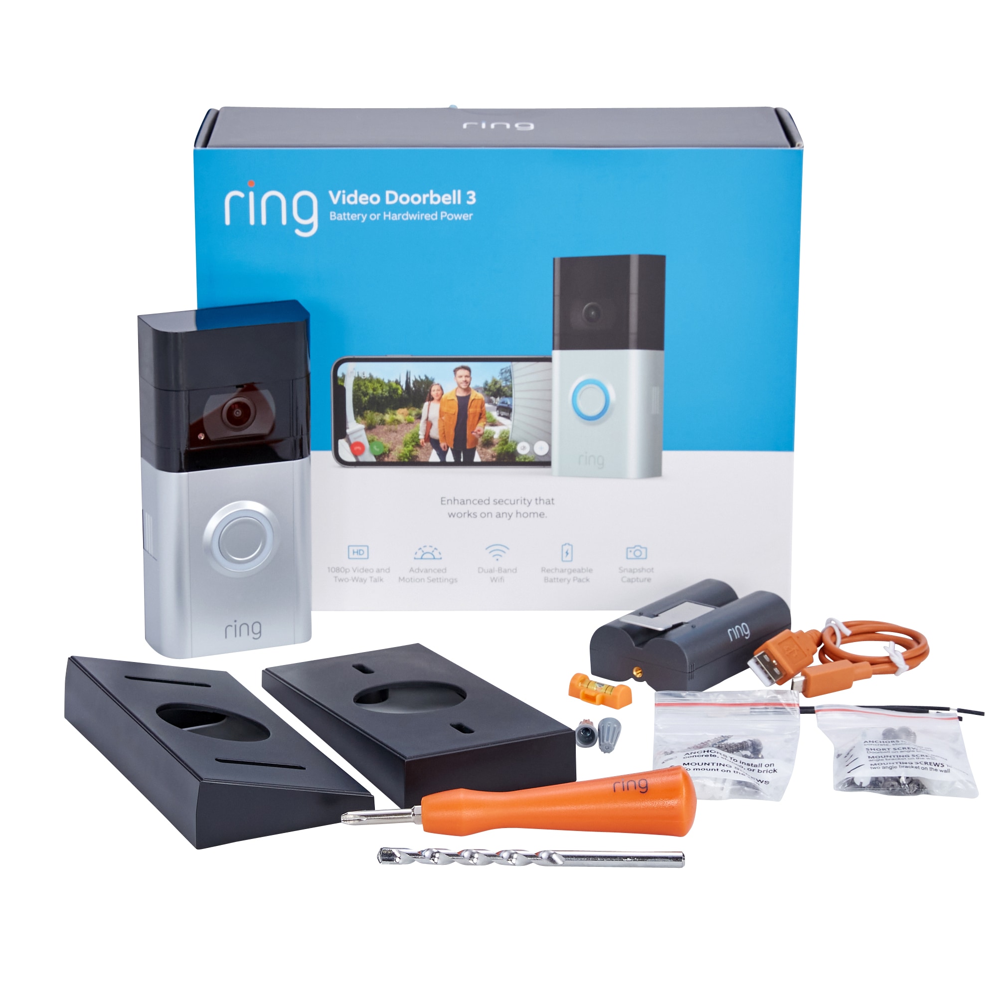 Ring Video Doorbell 3 Battery or Hardwired Power 1080p HD 8VRSLZ-0EN0 Brand New 