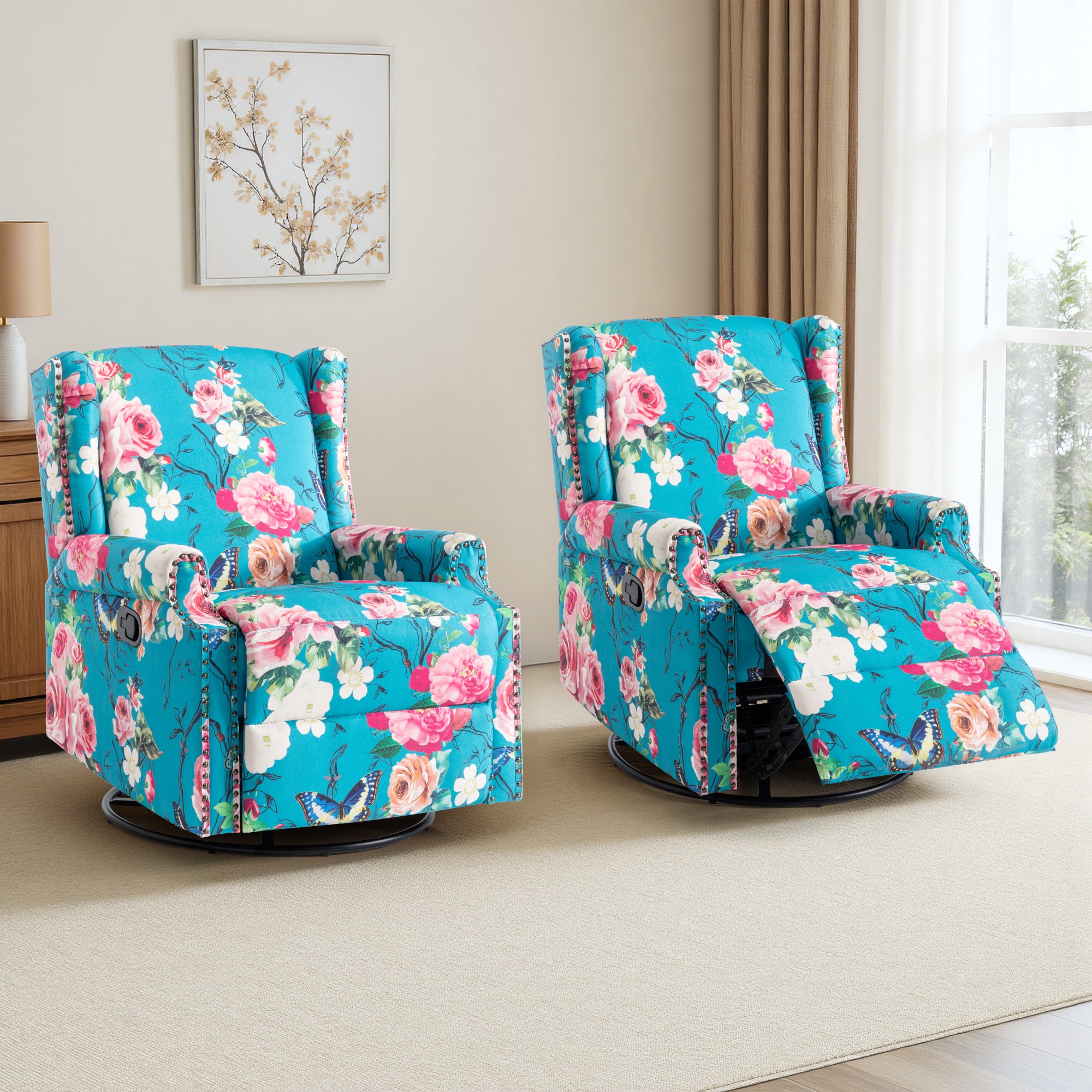☆Reinga…☆ Dreamsidea Upholstered Wing Back Recliner - Classic Style - Manual