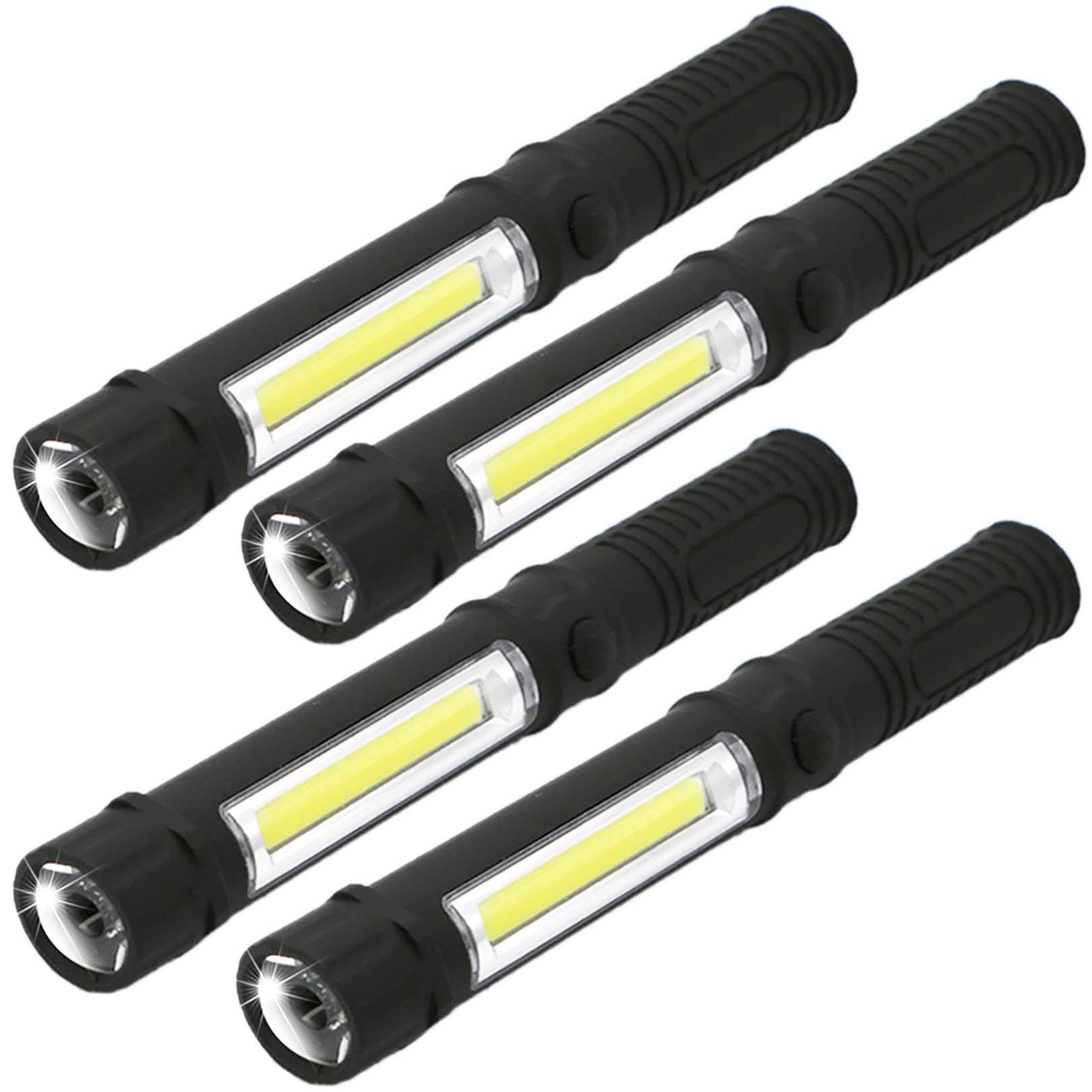 Lukvuzo 4 Pack COB LED Work Flashlight Magnetic Base Clip Pocket Pen Light 120 Lumens Water Shock Resistant 6.5 in x 1 in Inspection Light #LLU0423O40