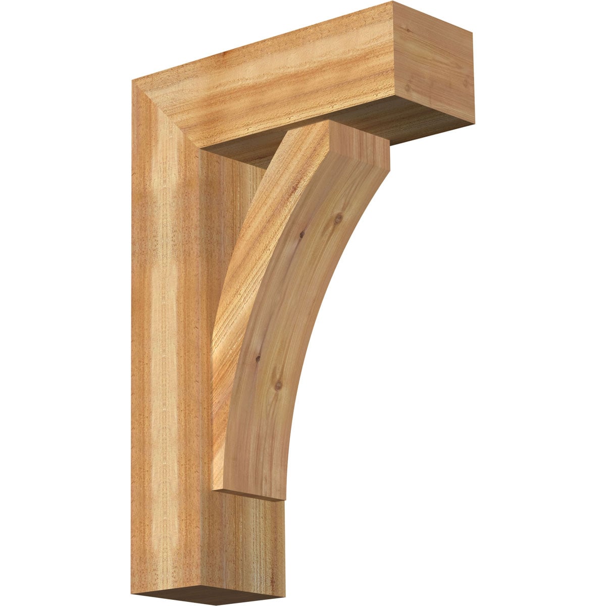 Ekena Millwork 1463873 Thorton Block Rough Sawn Bracket with Offset Brace 8-in x 22-in x 34-in Western red cedar Brown Wood Standard bracket