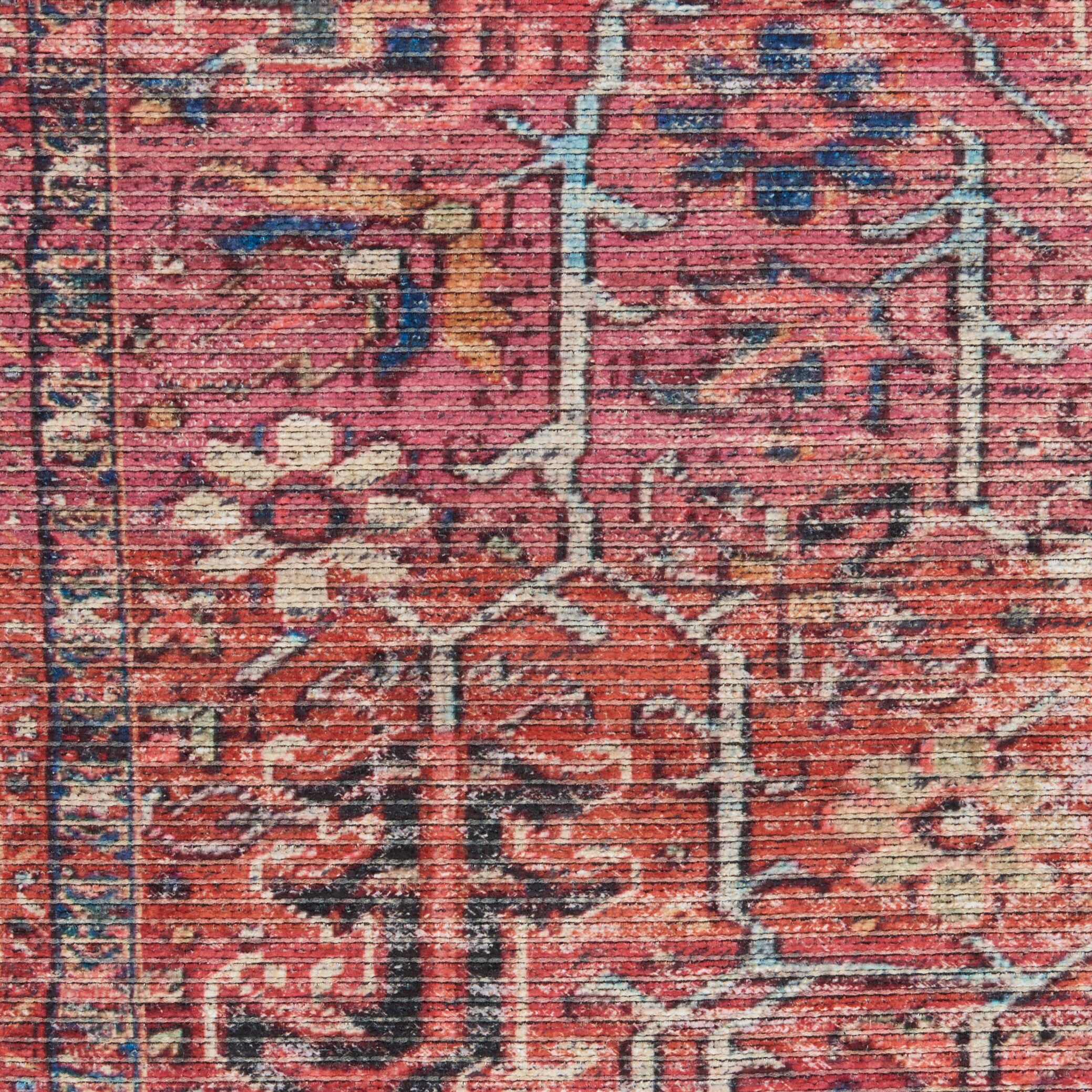 Brick Red Vintage Persian Washable Chenille Area Rug 4' x 6'