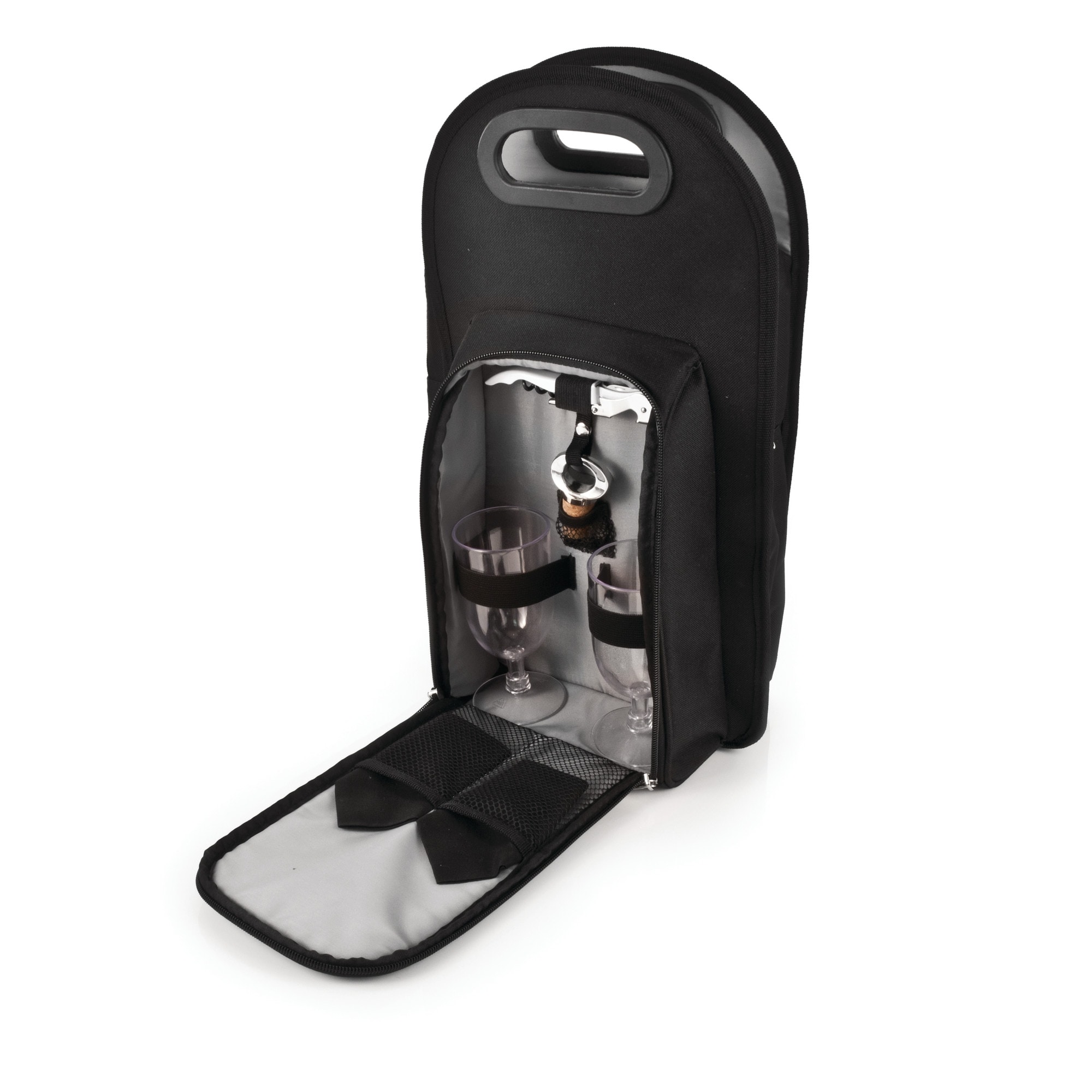 TRUE Metro Insulated 2-Bottle Tote Set in Black