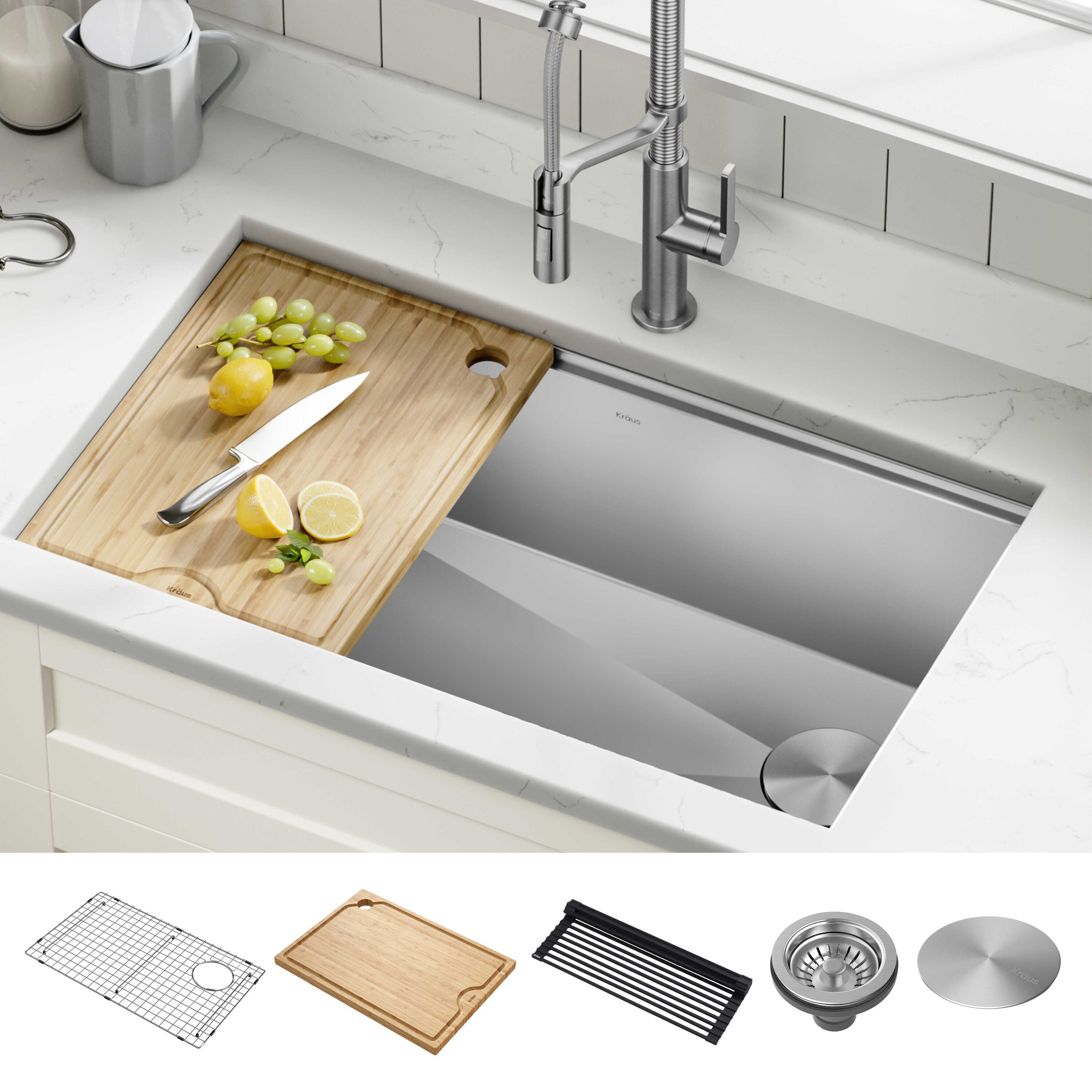 57 undermount Single Bowl kitchen sink with a 10-piece chefs Kit