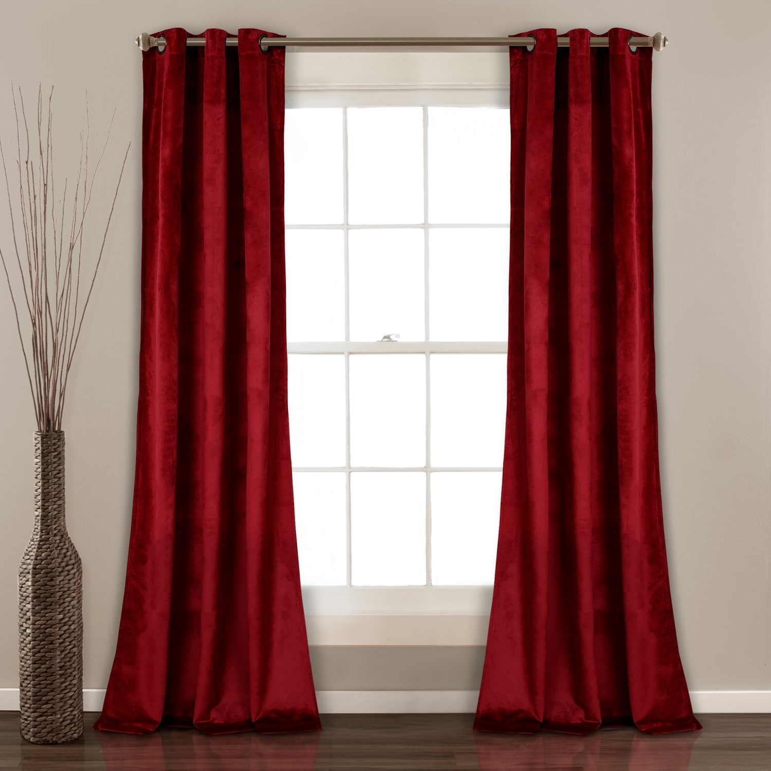 Lush Decor 16T001876 84-in Red Light filtering Grommet Curtain panel pair