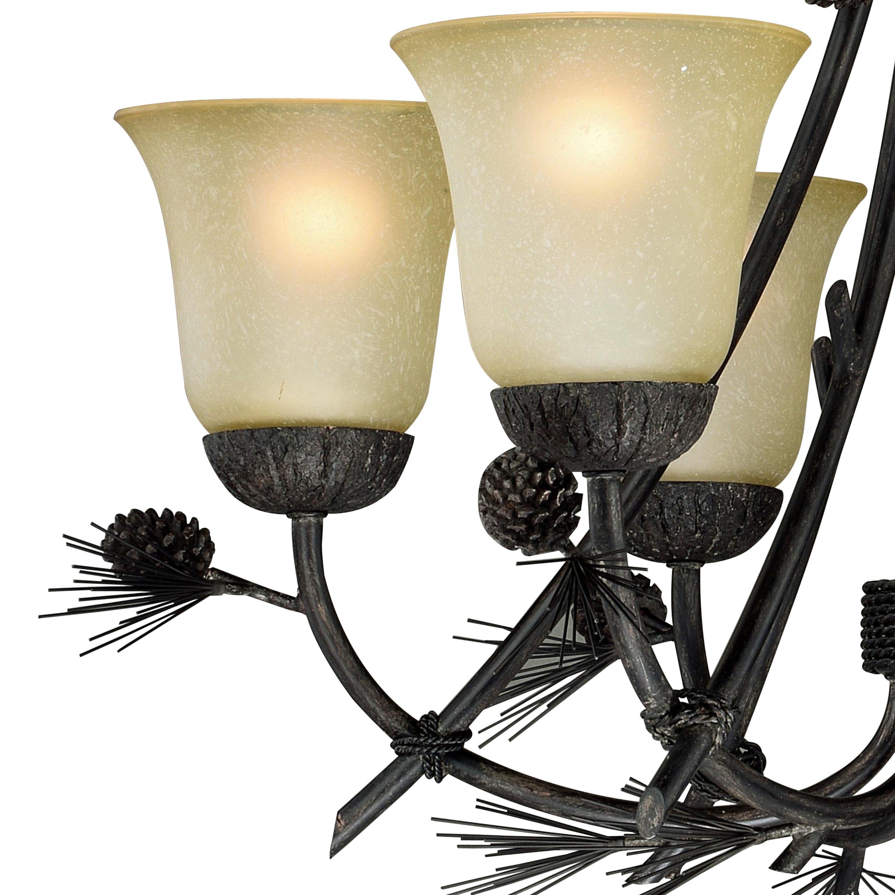 Sierra 31" Bronze Rustic Chandelier with Frosted Glass