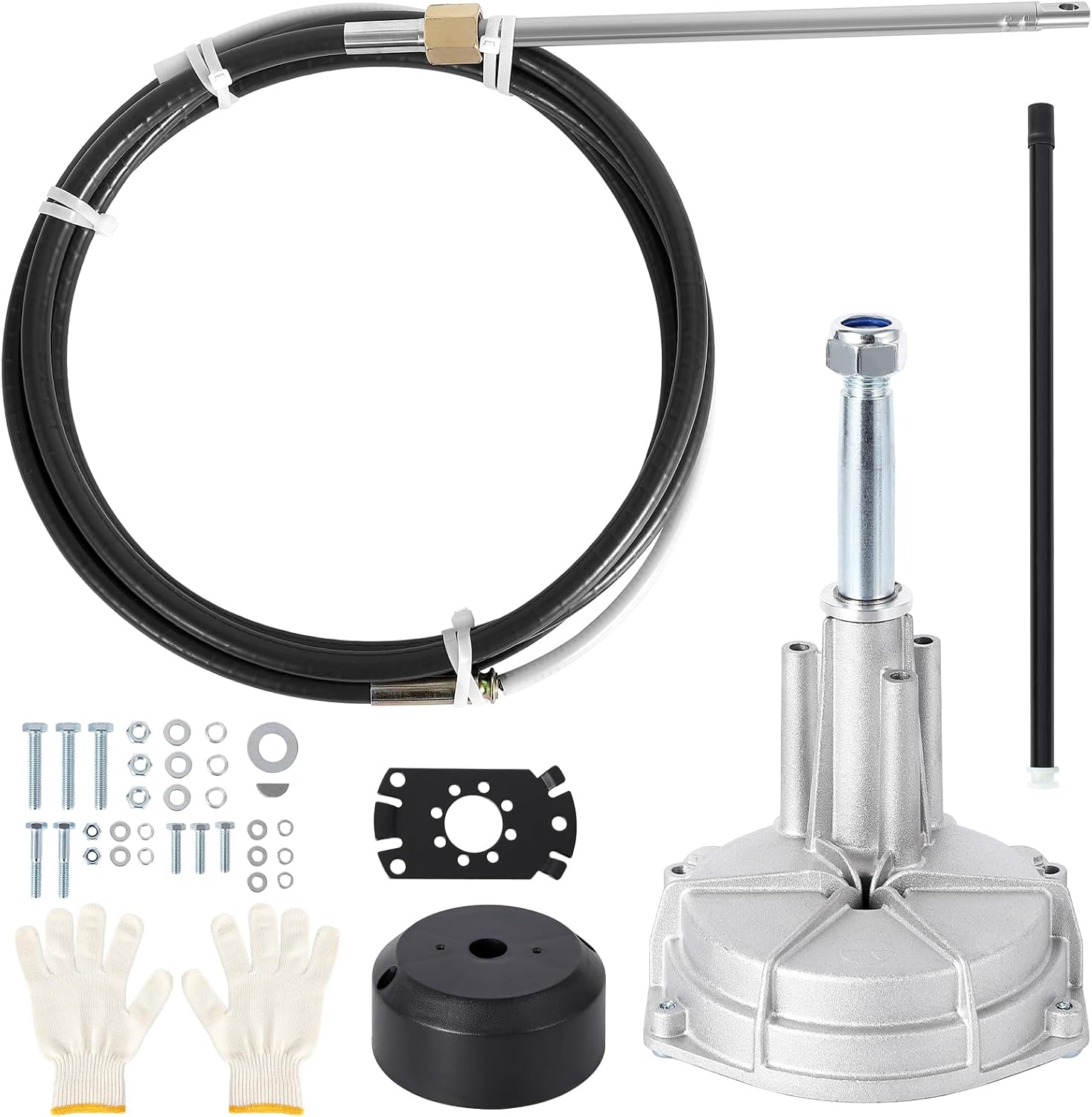 GAOMON Aluminum Alloy Mechanical Steering Kit - 14 FT Marine Steering System with Corrosion Resistant Construction and Smooth Operation