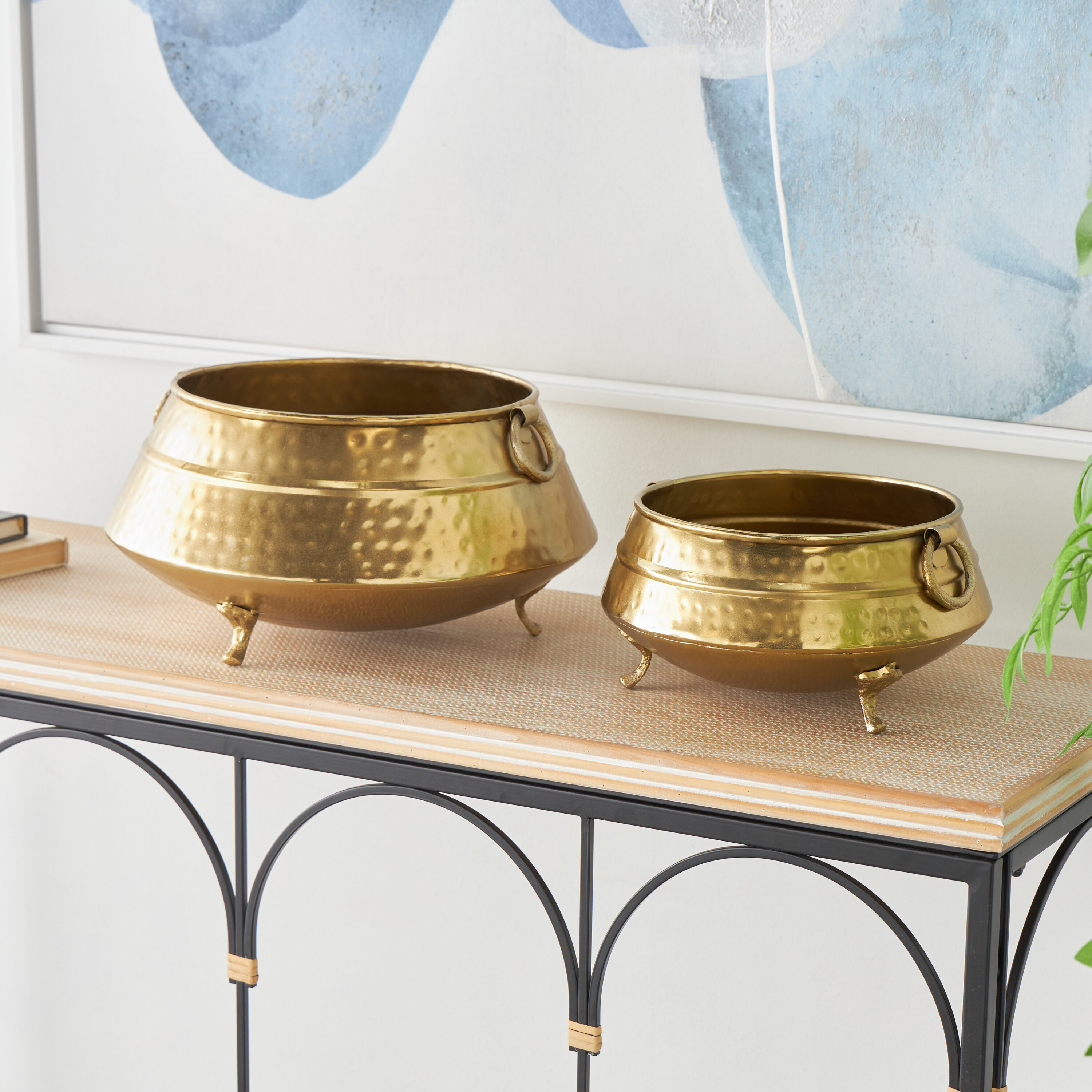 Grayson Lane 821818 2 -Pack Round 12.13-in W Medium Gold Metal Contemporary/Modern Indoor Planter