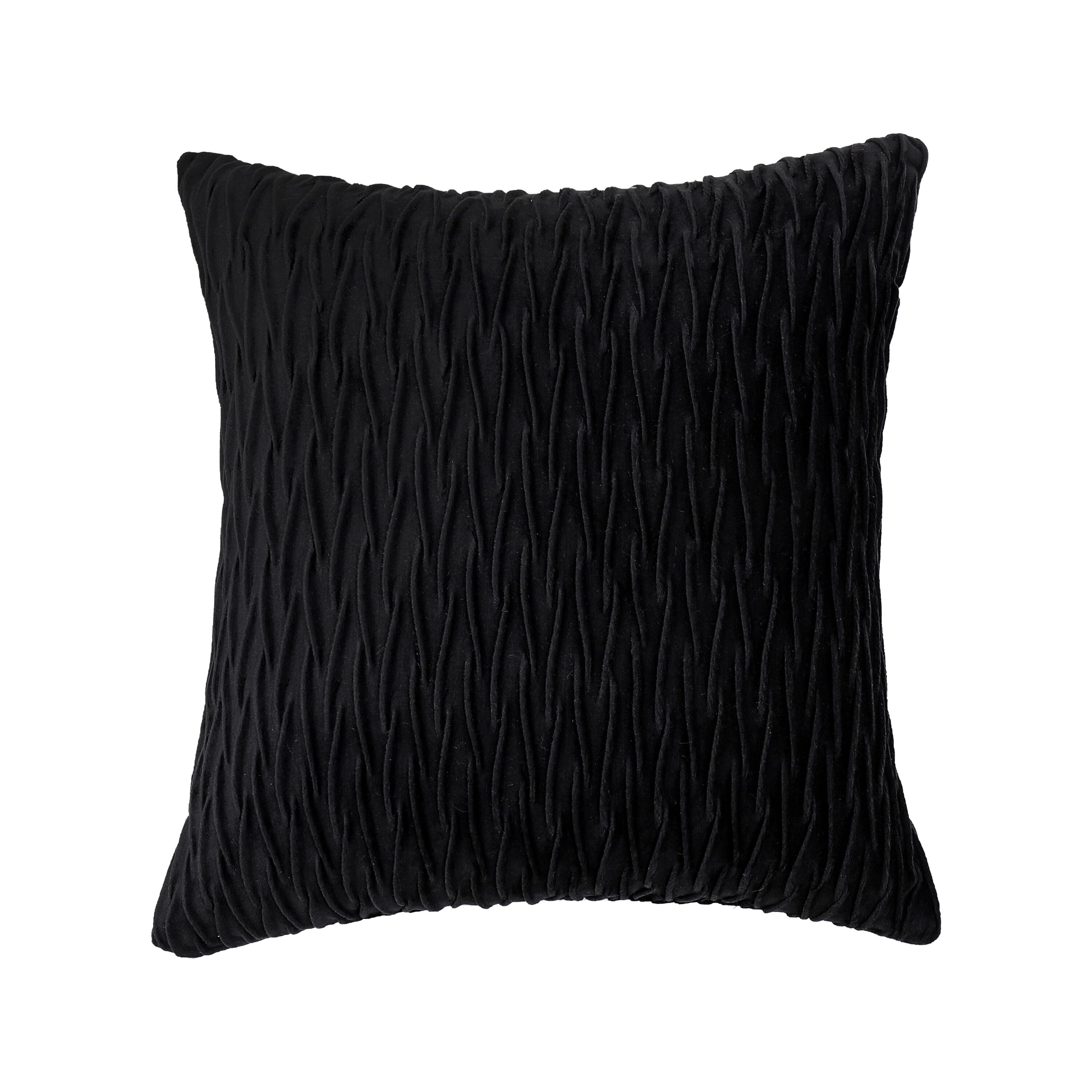 KATE AURORA Overfilled Crushed Velvet 1 Piece Zippered Christmas Accent Throw Pillow 18 in x 18 in Black