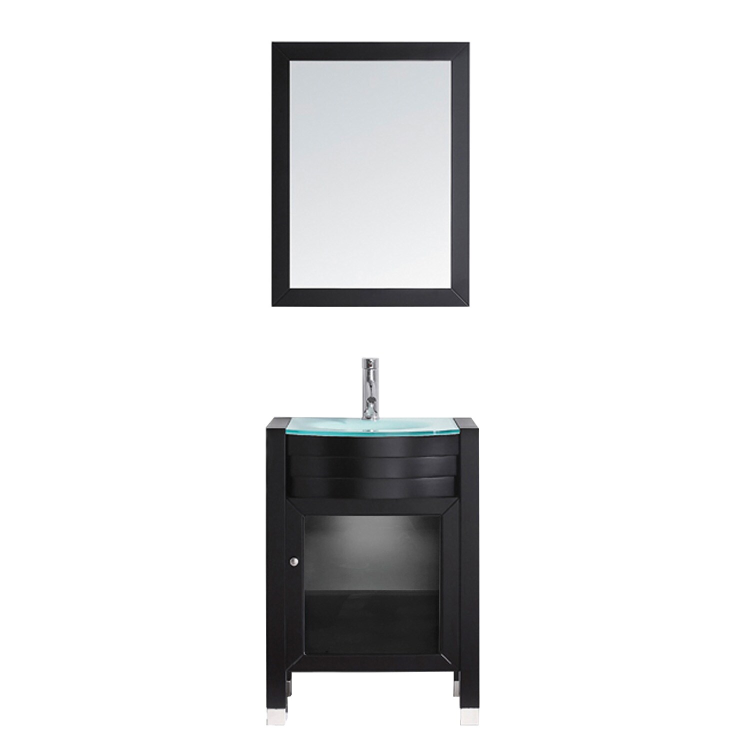 Virtu USA MS-545-G-ES-001 Ava 24-in Espresso Single Sink Bathroom Vanity with Aqua Tempered Glass Top (Mirror and Faucet Included)