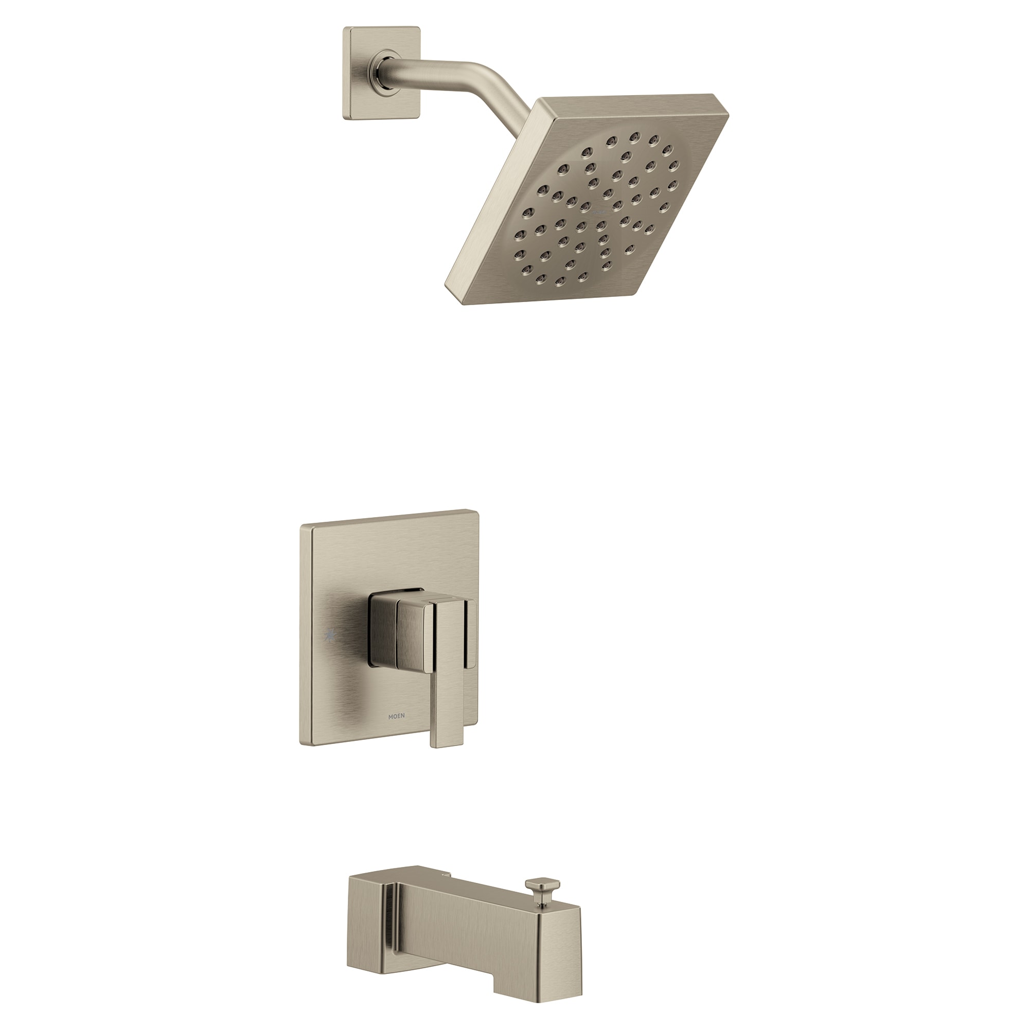 Moen UTS3713EPBN 90 Degree Brushed Nickel 1-handle Single function 6-Inches Square Shower Faucet
