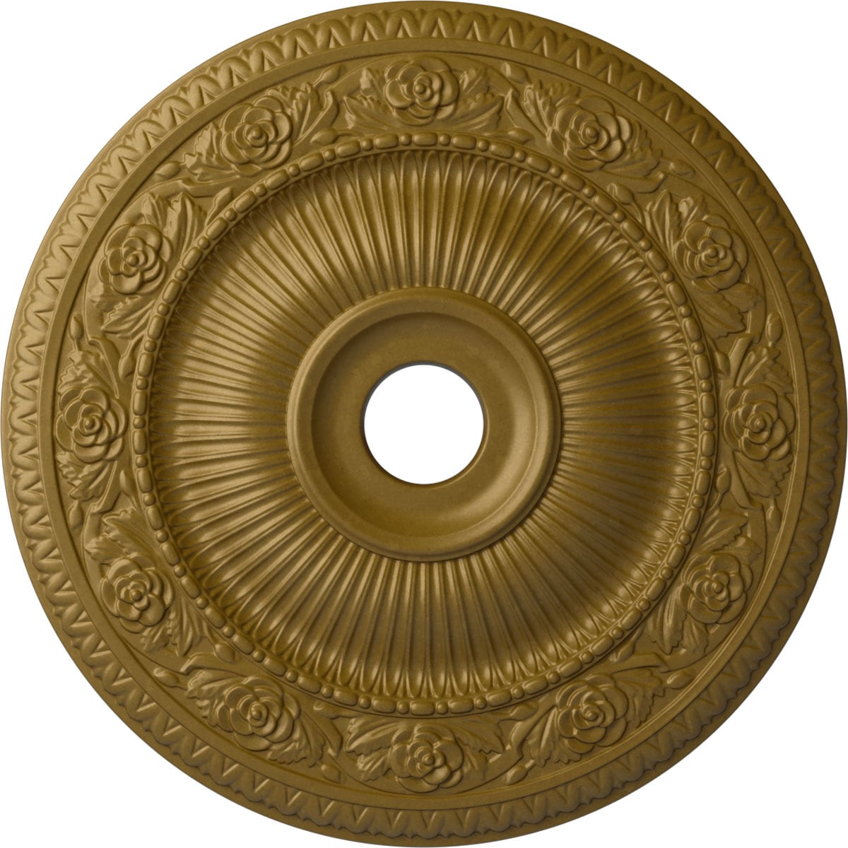 Ekena Millwork CM24LO1GLS Logan 24.25-in W x 24.25-in L Painted Gold Polyurethane Whole Ceiling Medallion