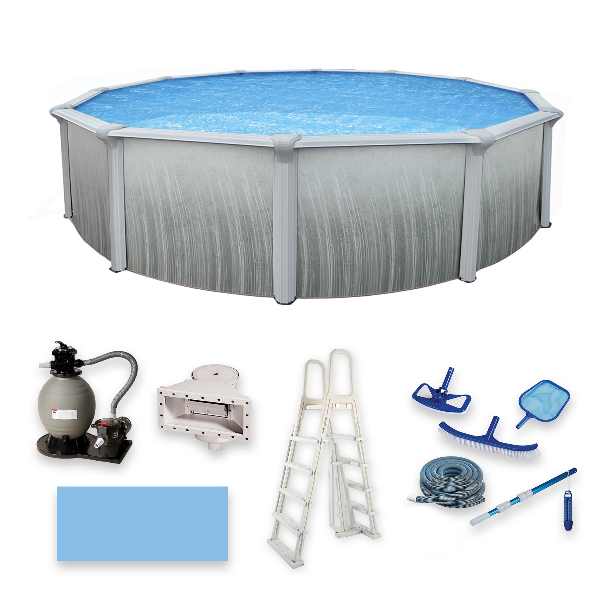 Blue Wave NB3115 Martinique 24-ft x 24-ft x 52-in Steel wall panels Round Above-Ground Pool with Filter Pump with Ladder