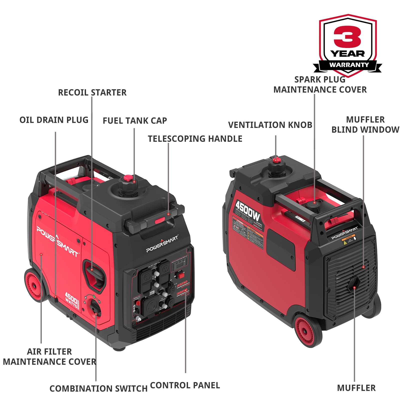 PowerSmart 3800-Watt Single Fuel (Gasoline) Portable Generator in the ...