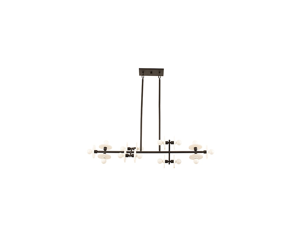 Amani Black Cashmere 14-Light Linear Chandelier with Alabaster Discs