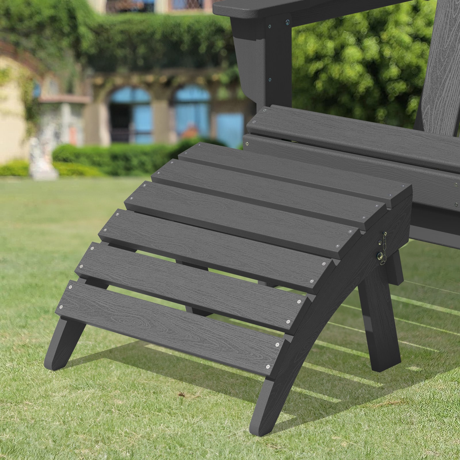 VOUA ZDGJ-GY HDPE Folding Ottoman Gray HDPE Ottoman