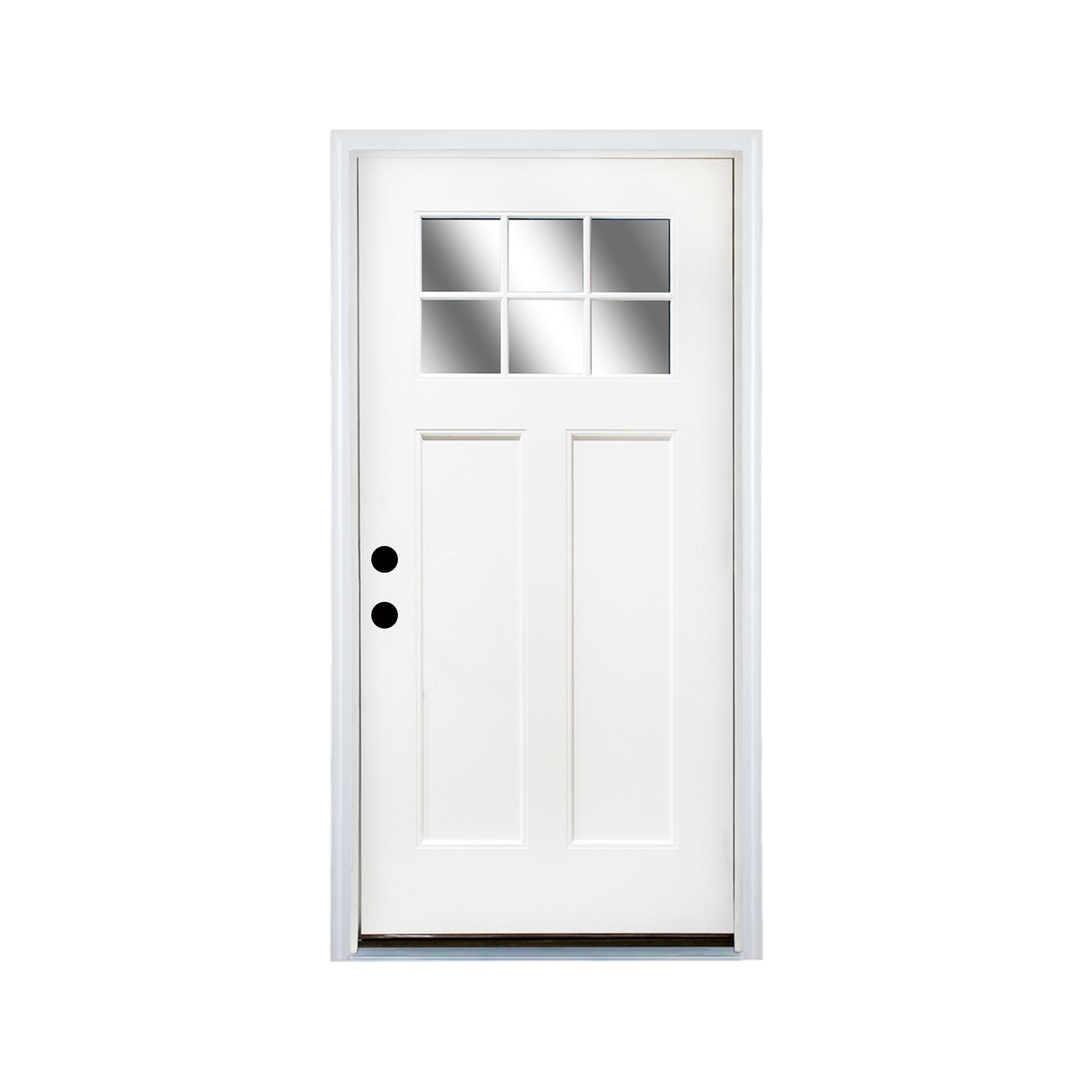 Dexmalle  White 6-Lite 2-Panel Fiberglass Door 36-in x 80-in x 4-9/16-in Right Hand Inswing Front Door