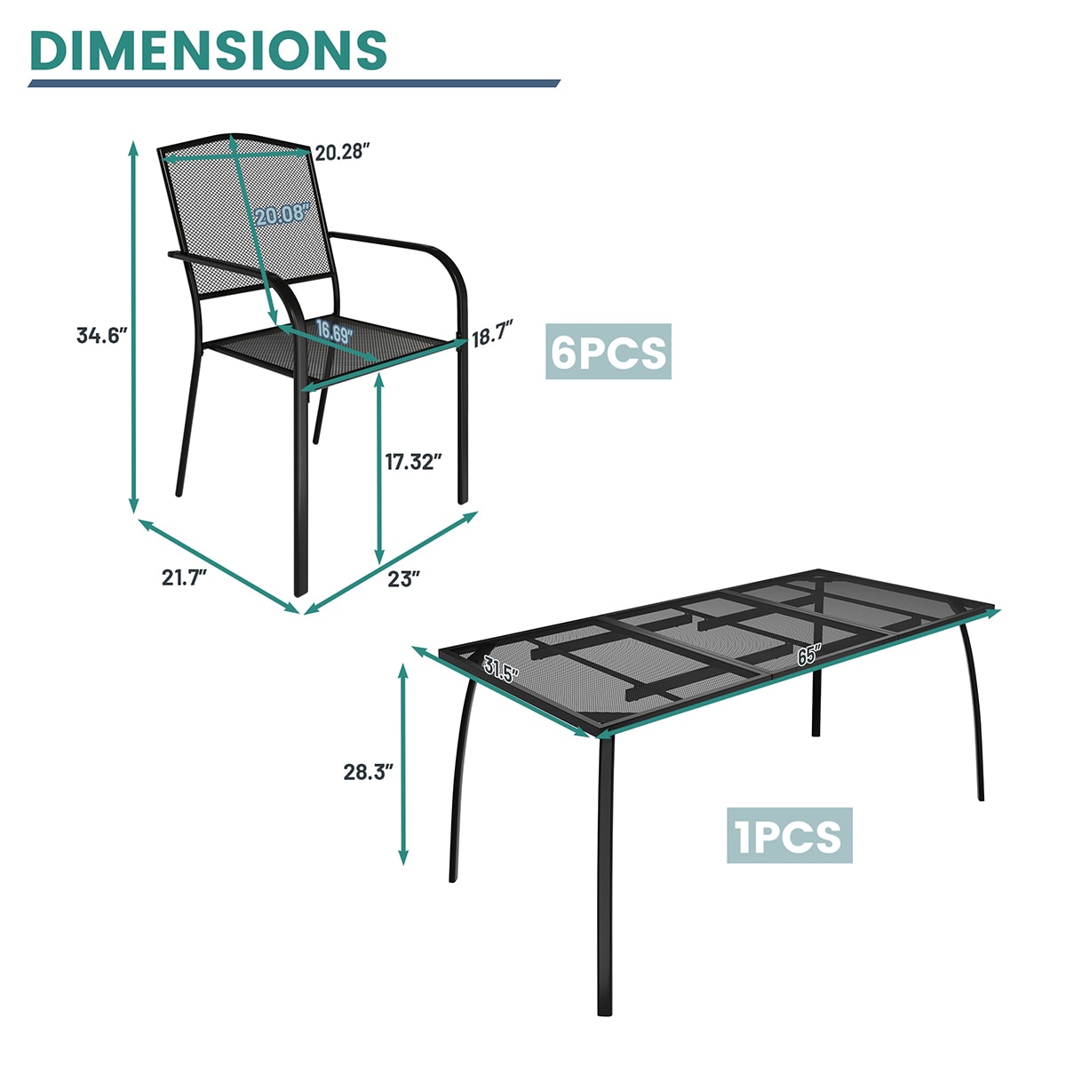 Mondawe MO-07SL6C1TBL Patio-Dining-Sets - View #4
