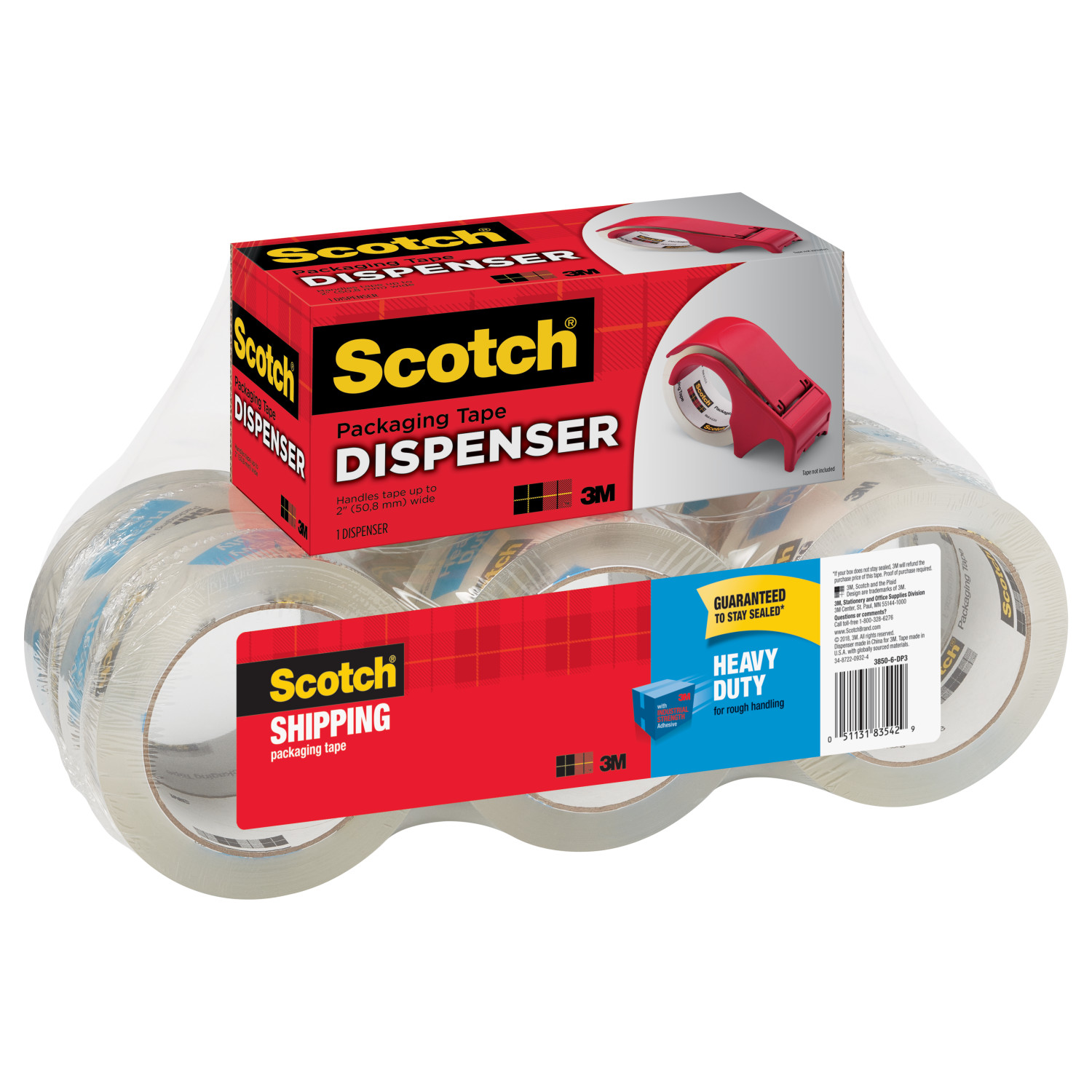 Scotch Shipping Packaging Tape 4-Pack 70.83-ft x 0.75-in