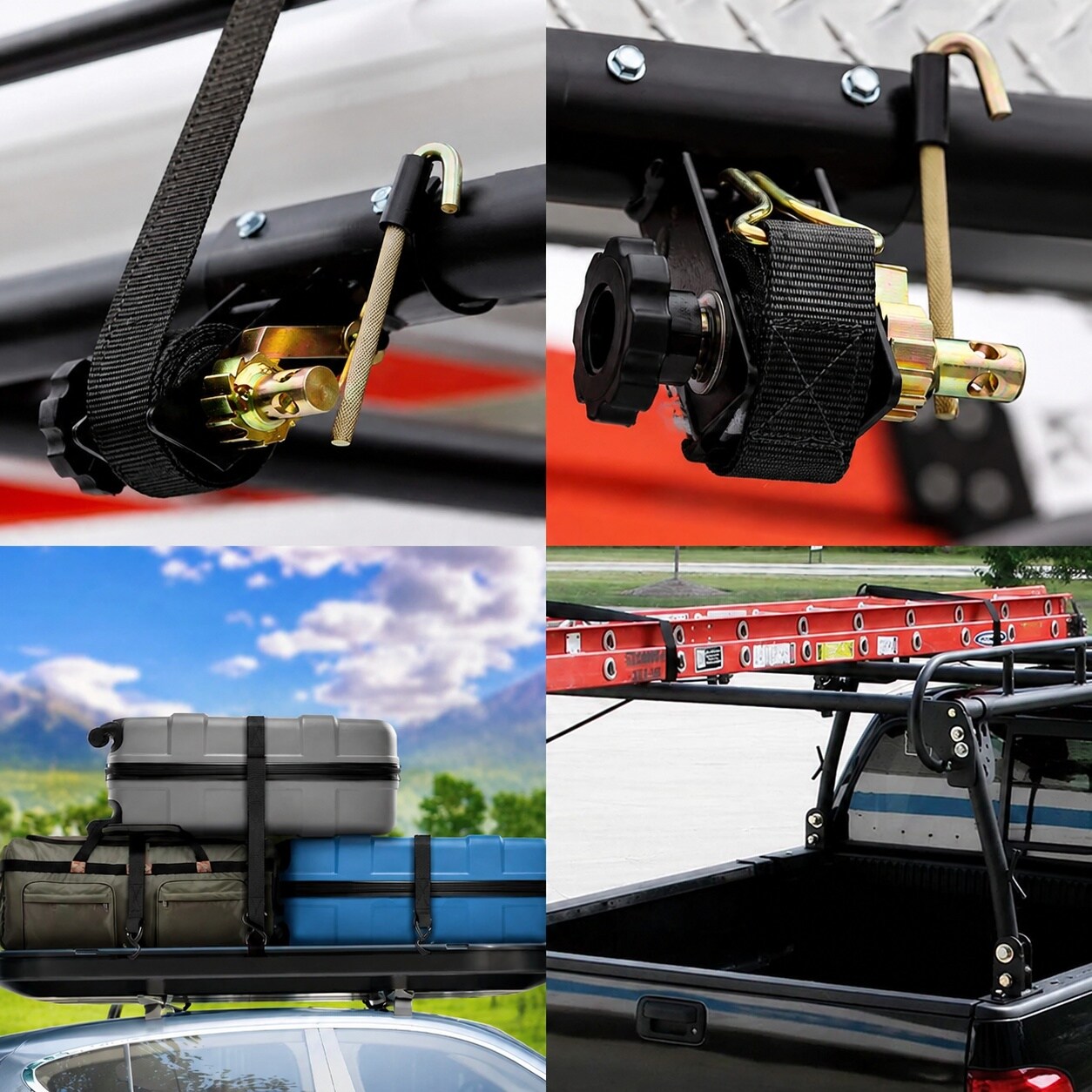Etokfoks 7 5 ft x 1 5 in Ratchet Tie Down J Hook Style Heavy Duty Cargo ...