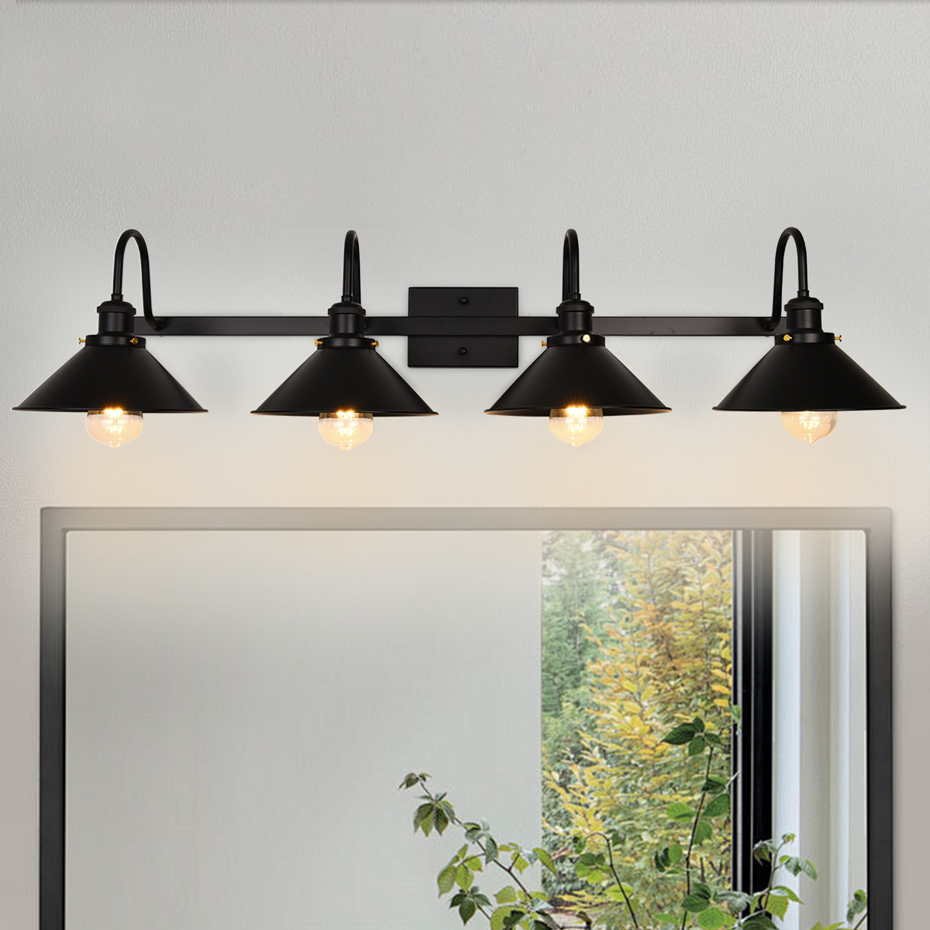 Kirahee 4-Light Matte Black Farmhouse Bathroom Vanity Light