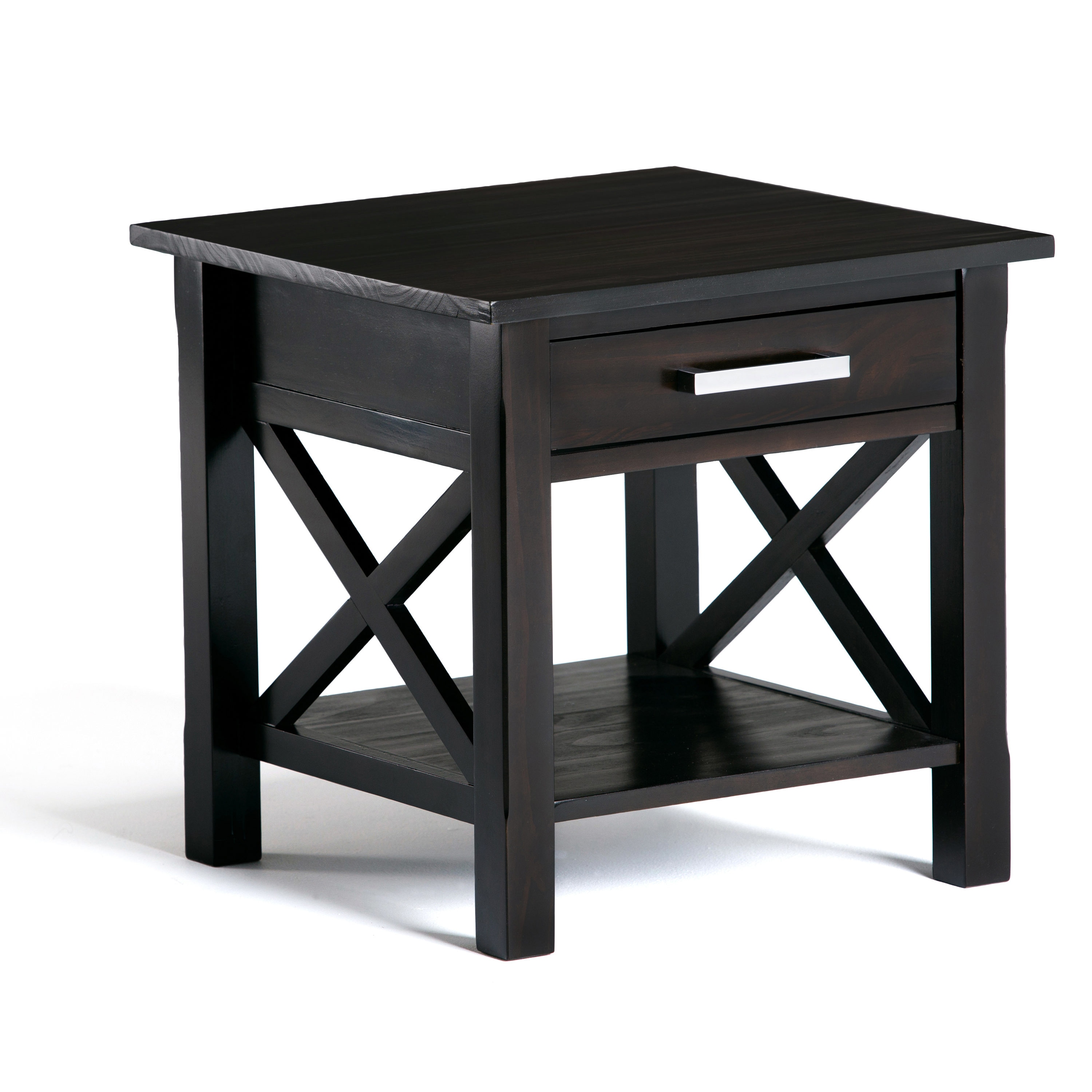 Simpli Home AXCRKIT03-HIC Kitchener 20.5-in W x 20-in H Hickory Brown Wood Modern End Table with Storage Assembly Required